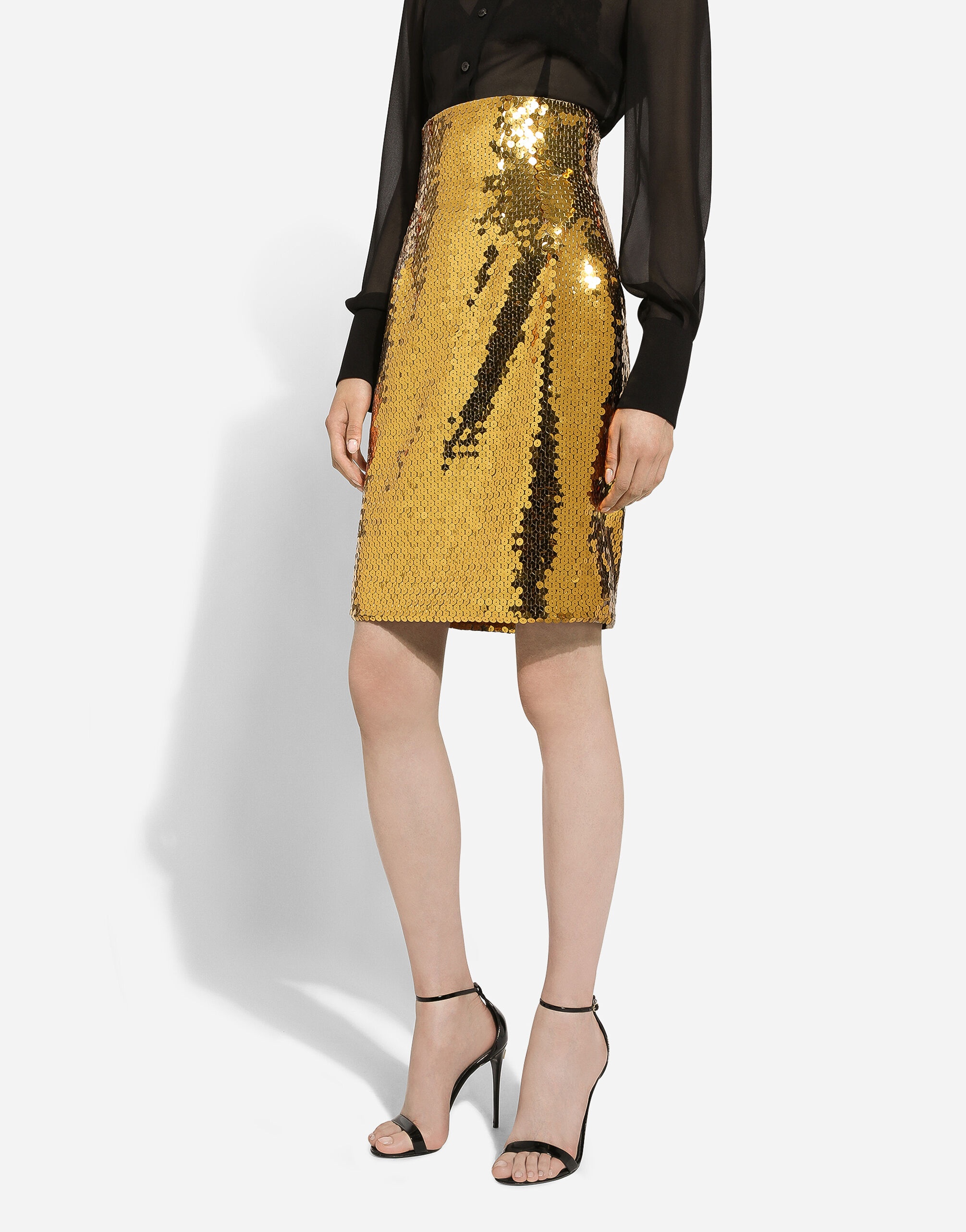High-waisted sequined midi skirt - 4