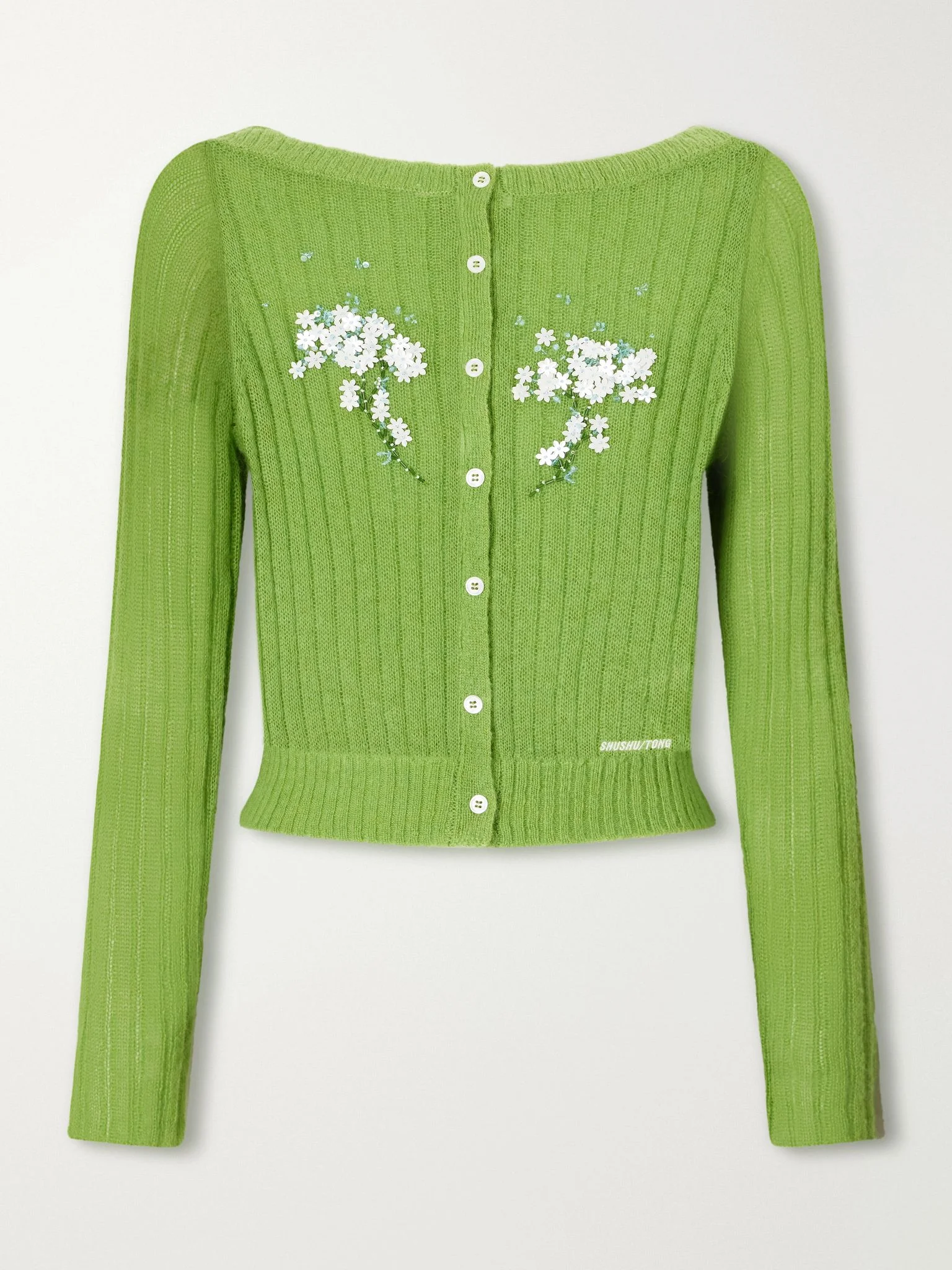 Embellished knitted cardigan Green - 1