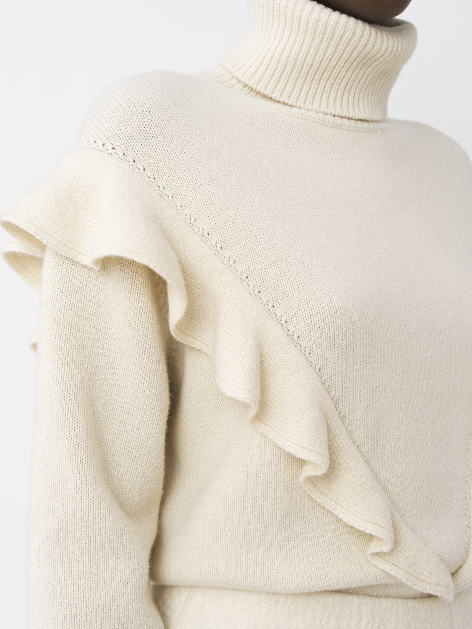 RUFFLED HIGH-NECK SWEATER - 3