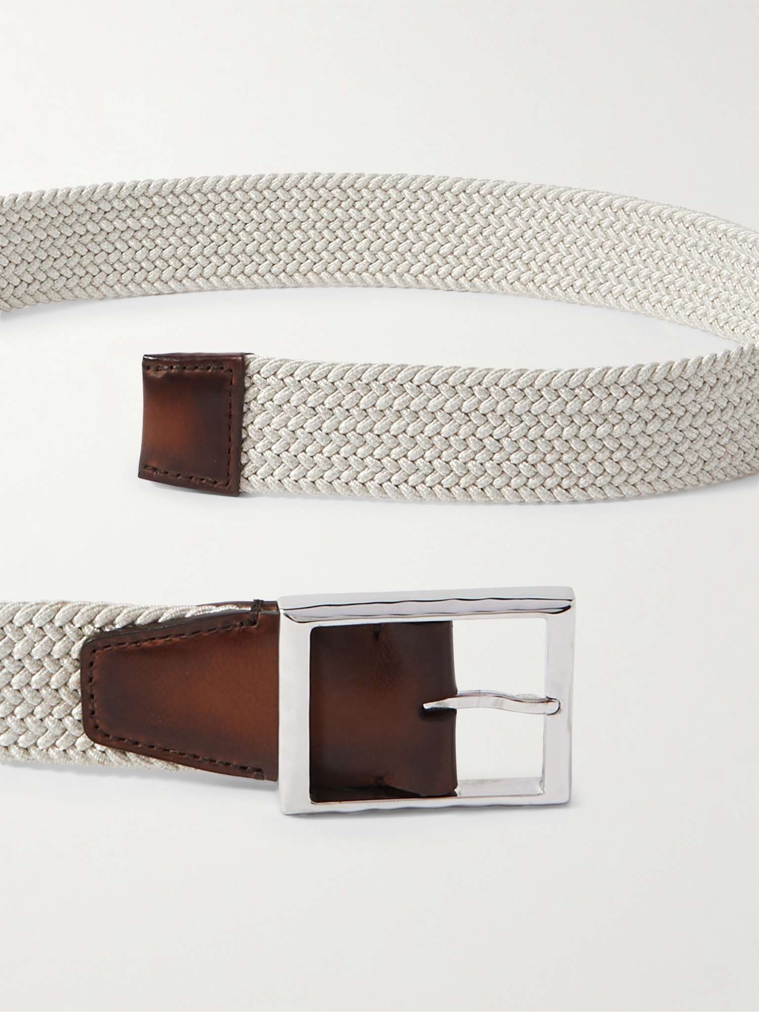 3.5cm Venezia Leather-Trimmed Woven Cord Belt - 2