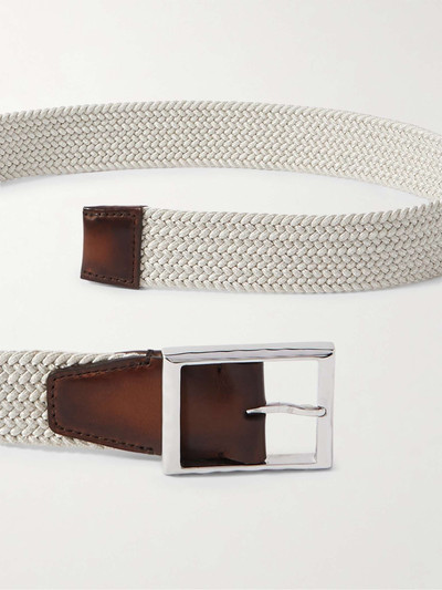 Berluti 3.5cm Venezia Leather-Trimmed Woven Cord Belt outlook