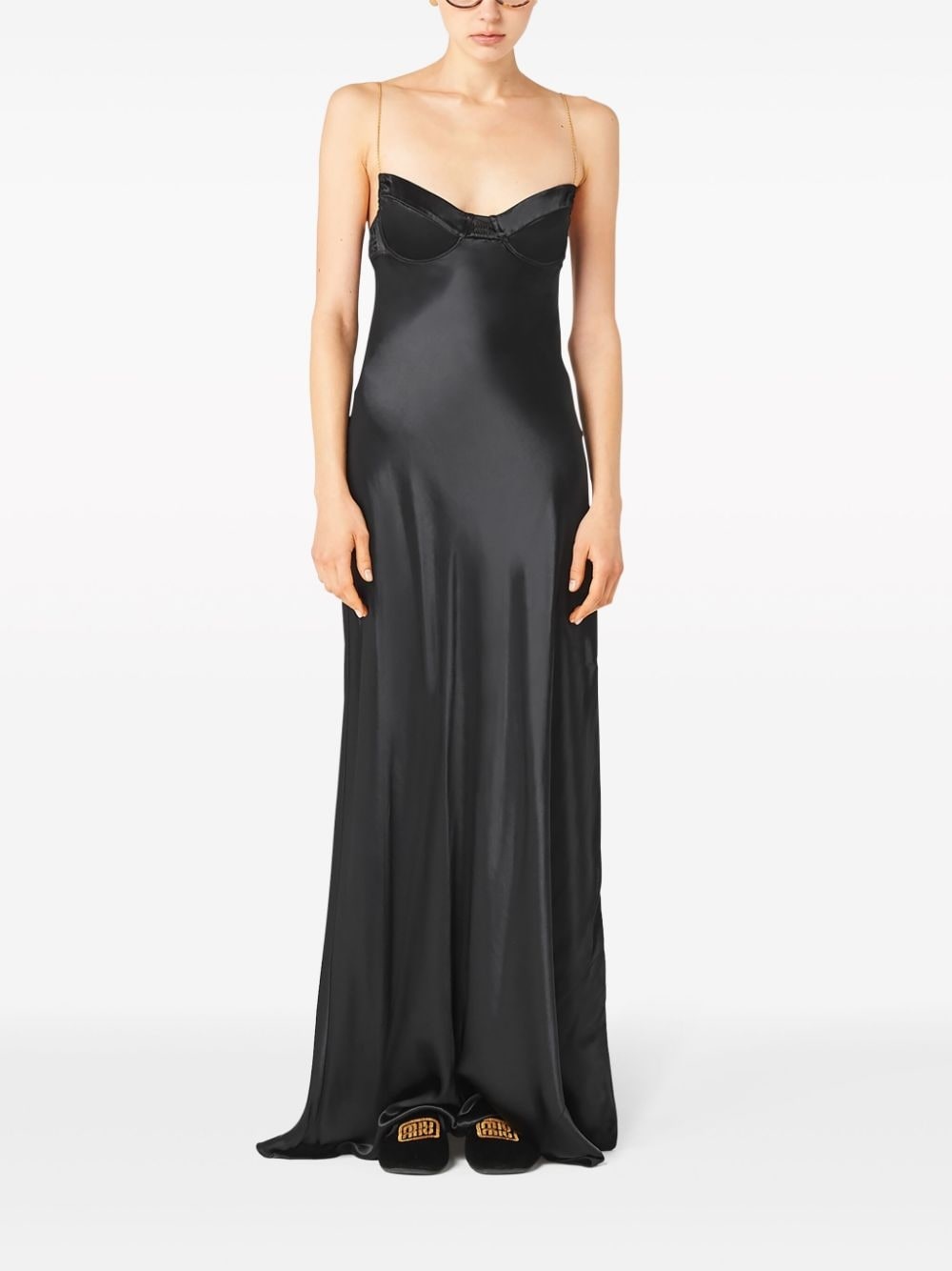 chain-straps silk dress - 2