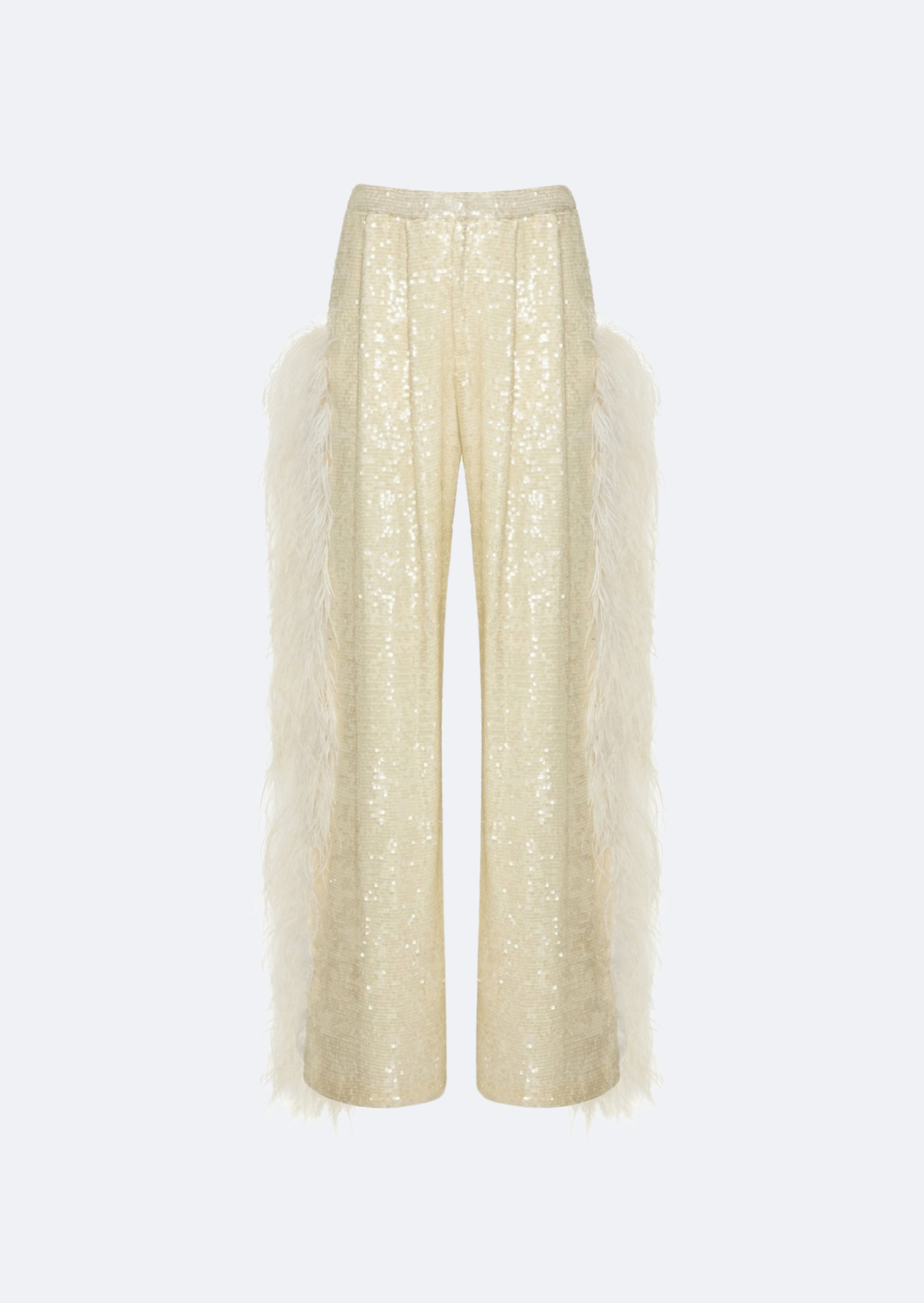 Sequin Trouser With Feathers - 1