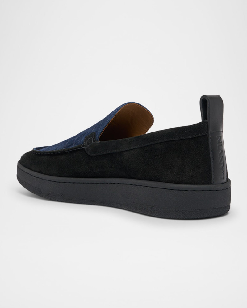 Lanvin Men's Croco-Embossed Suede Moccasins outlook