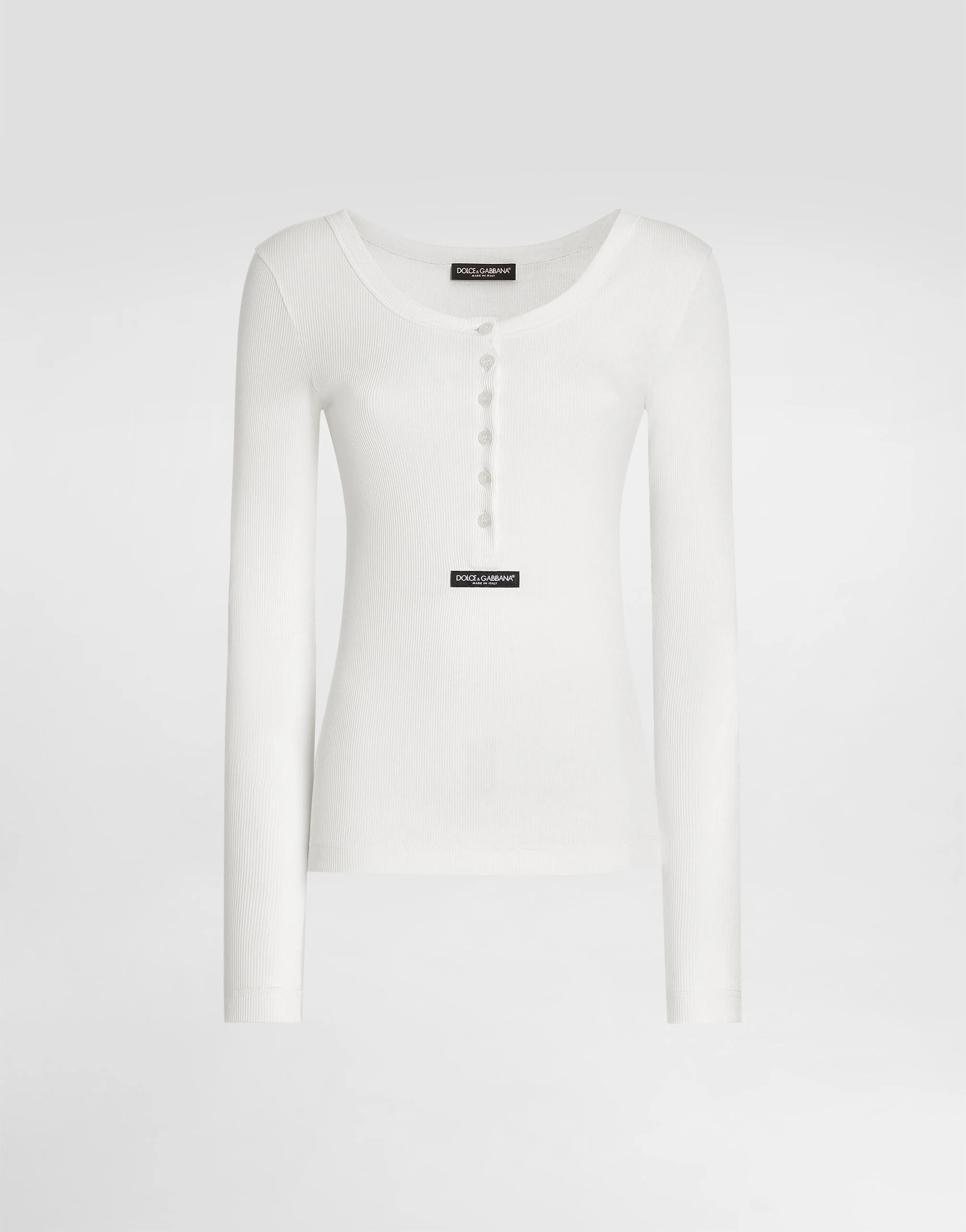 Ribbed cotton serafino t-shirt - 1