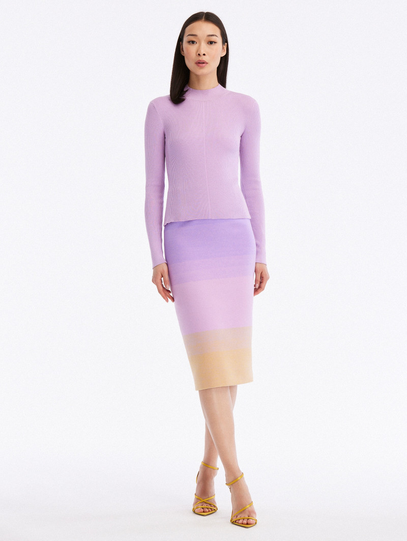 Oscar de la Renta LONG SLEEVE MOCK NECK RIBBED PULL OVER outlook