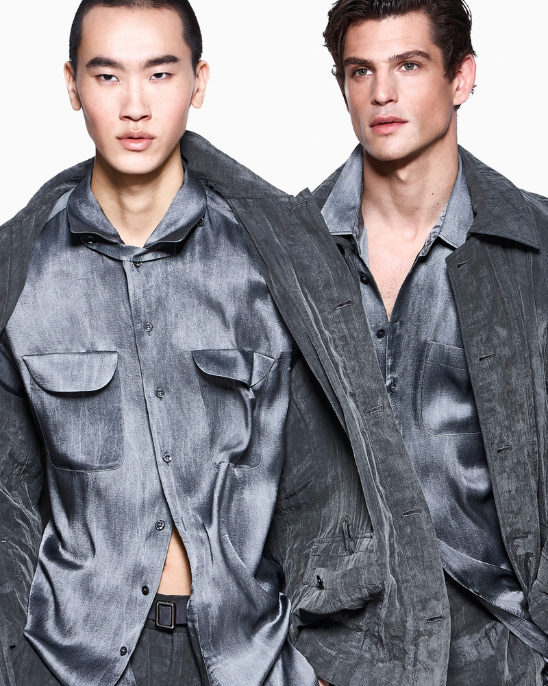 GIORGIO ARMANI BLOUSON IN PLEATED LYOCELL AND NYLON CANVAS outlook