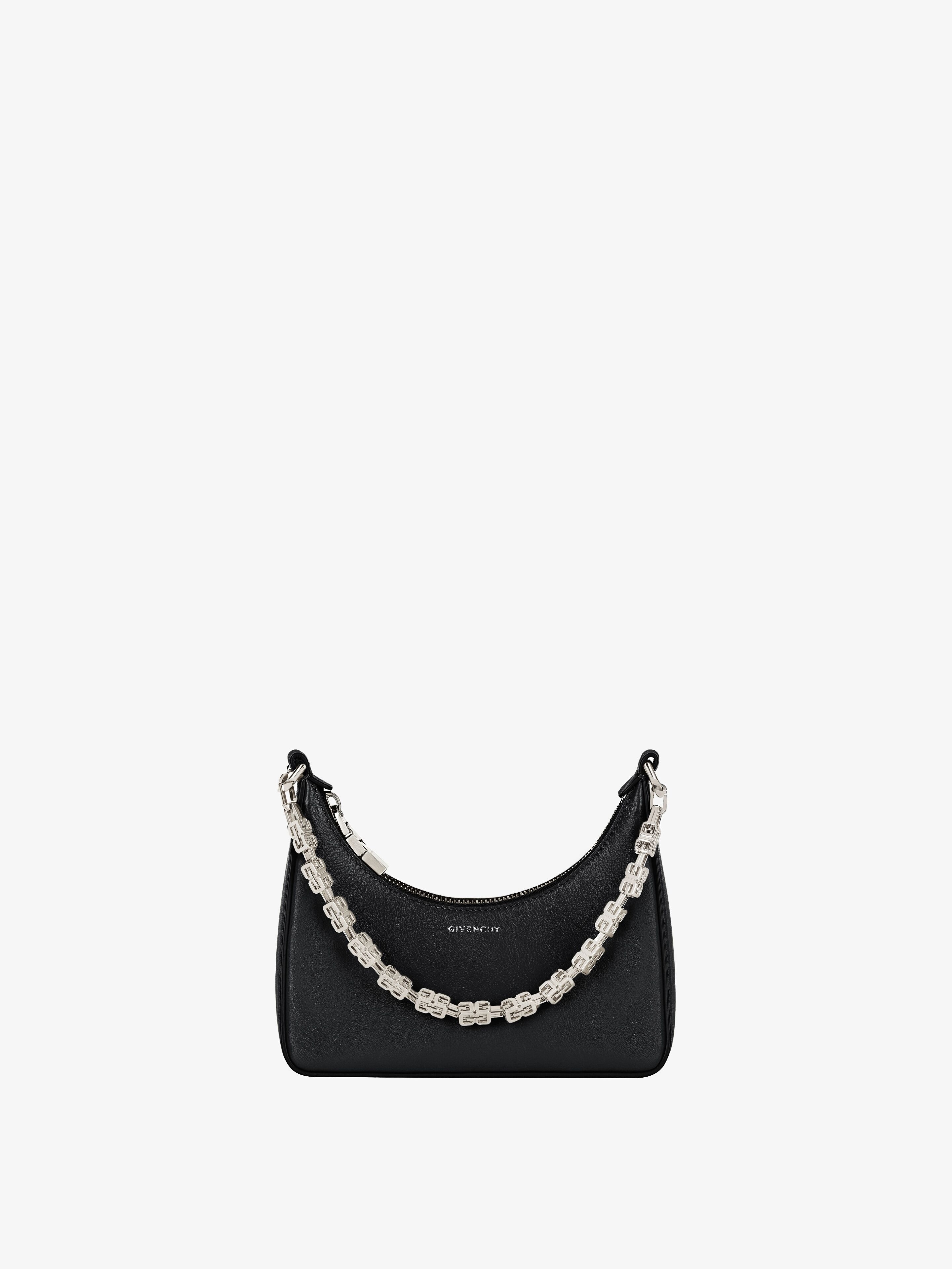 MINI MOON CUT OUT BAG IN LEATHER WITH CHAIN - 1