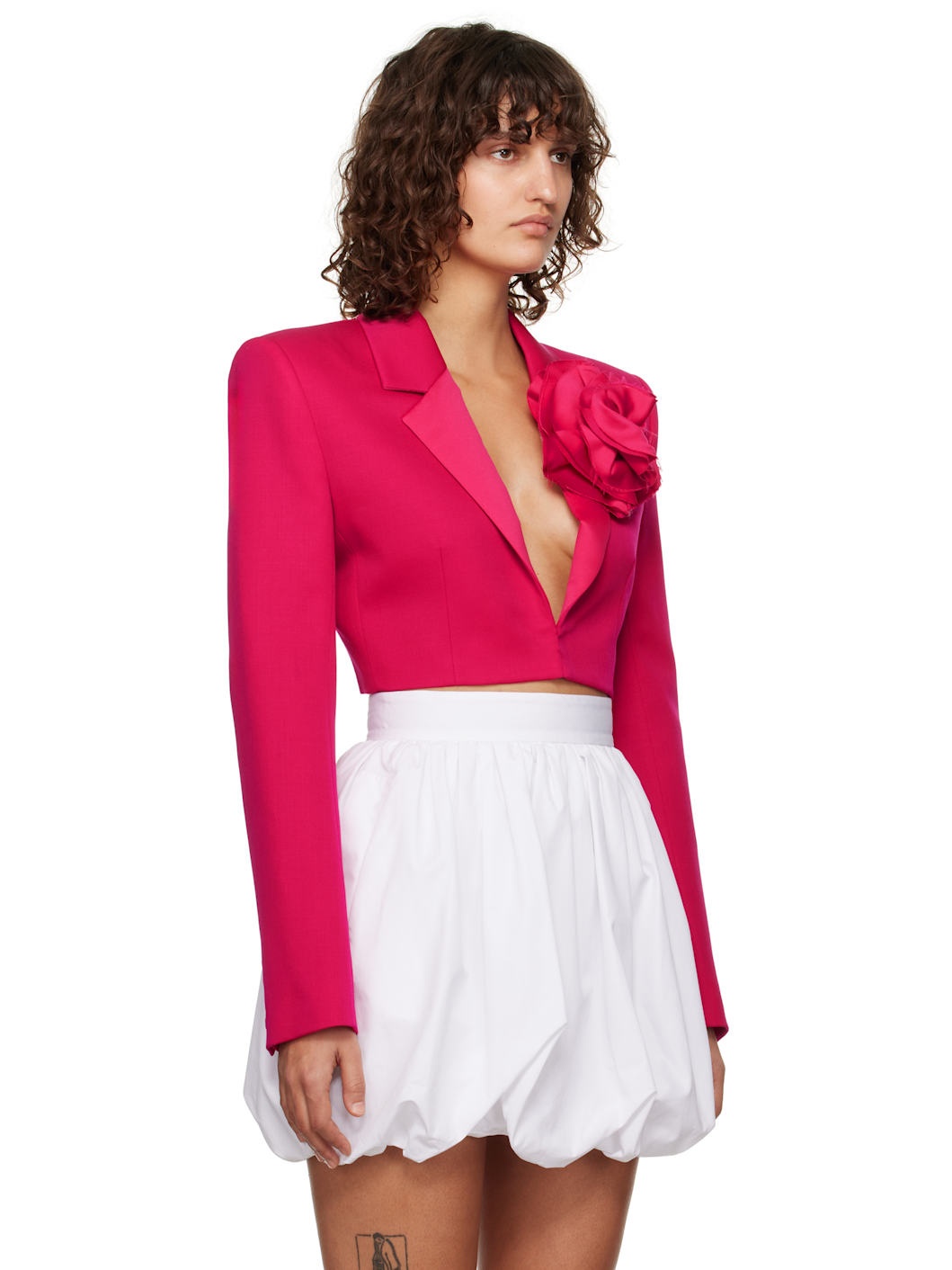 Pink Flower Corsage Cropped Blazer - 2