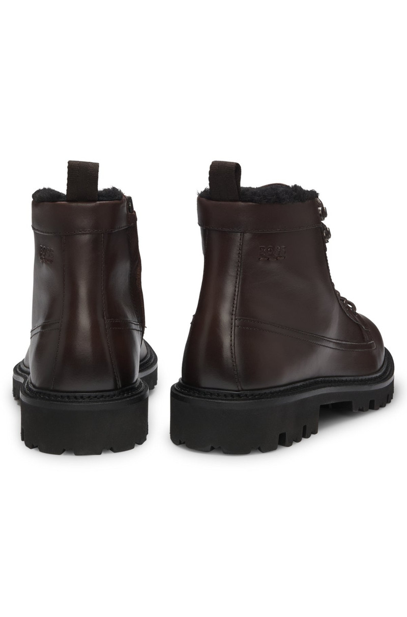 BOSS LEATHER HALF BOOTS WITH FAUX-FUR LINING outlook