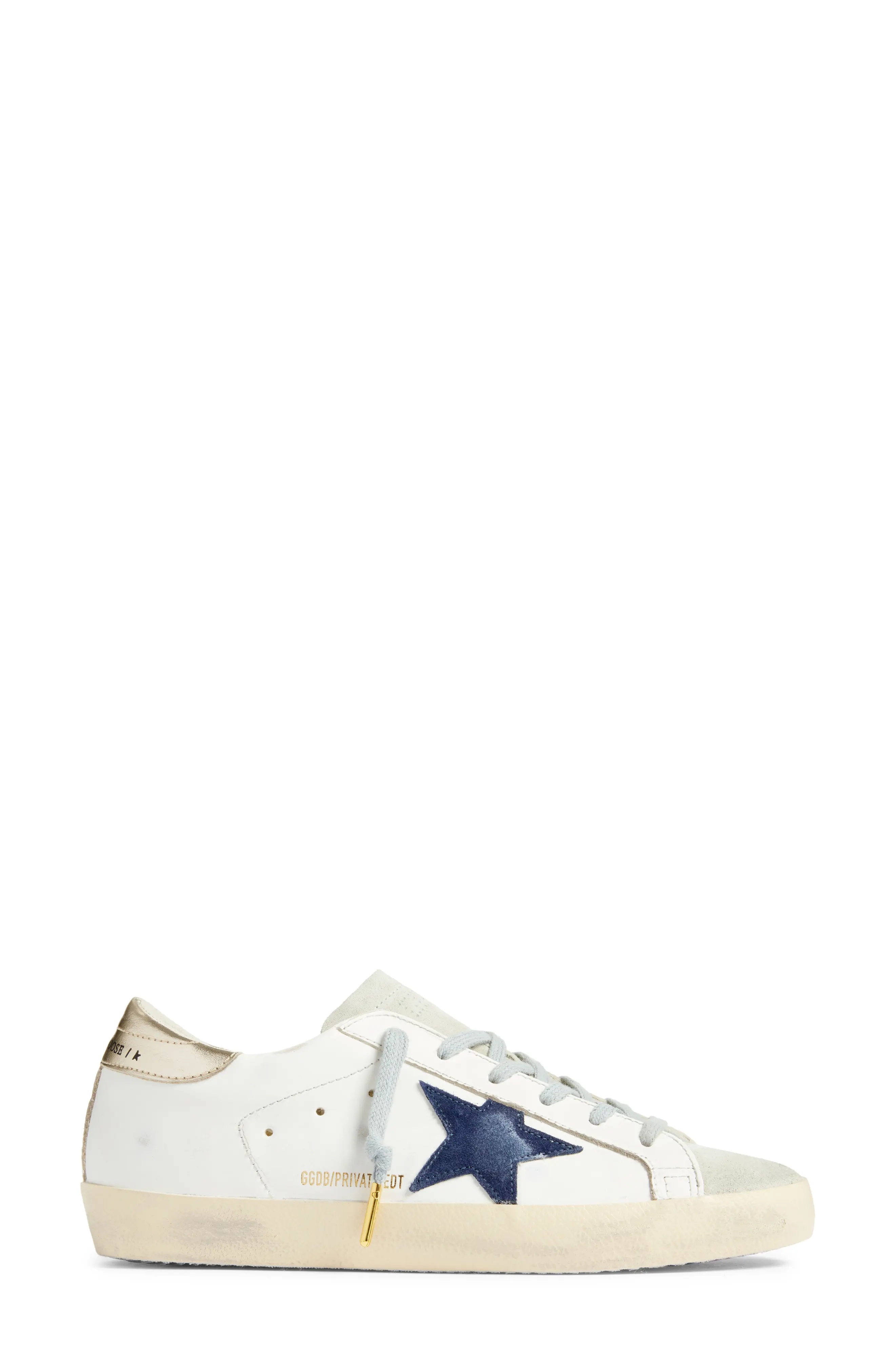 Super-Star Low Top Sneaker in White/Blue - 3