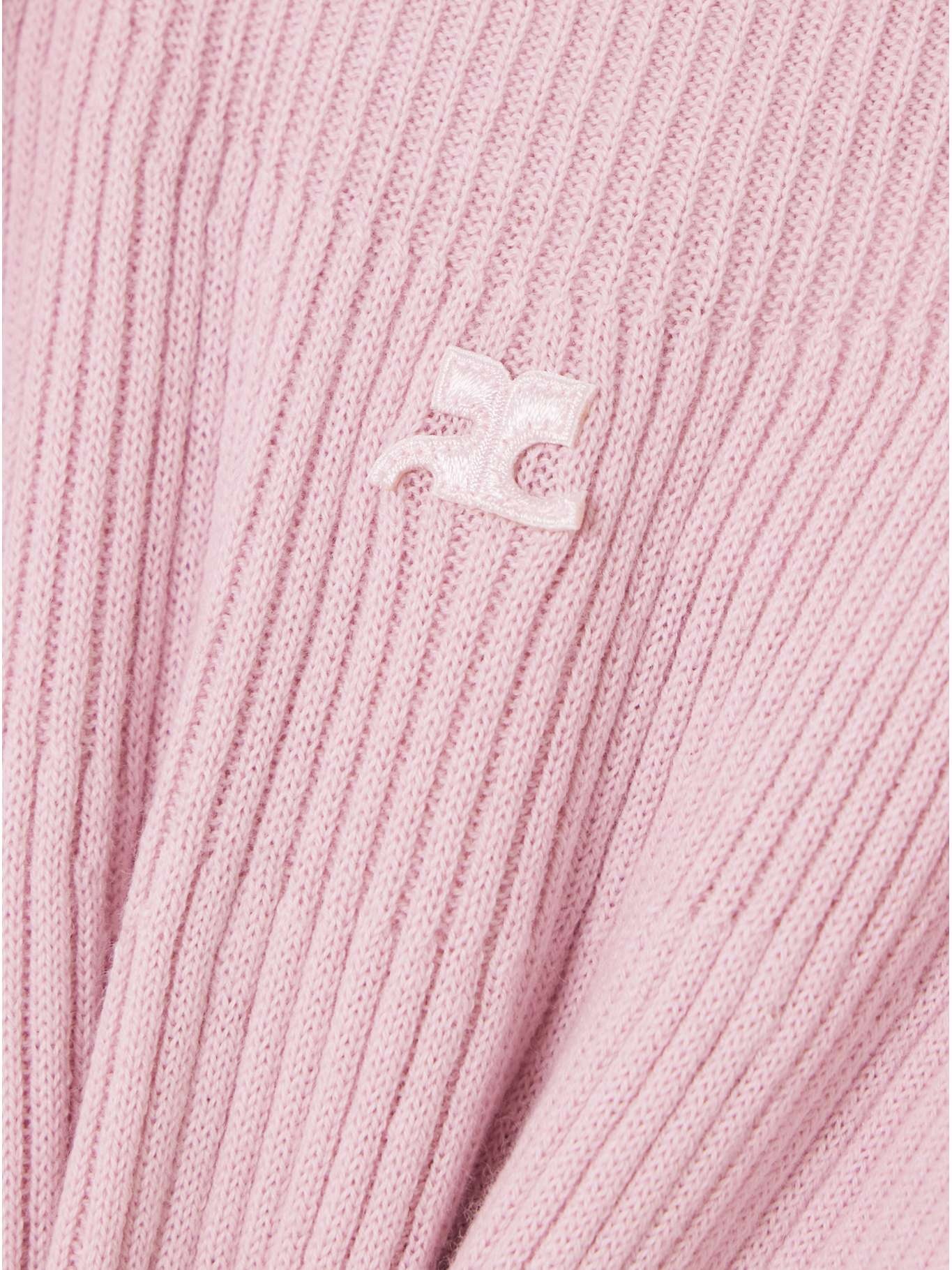 Cropped appliquéd ribbed cotton and merino wool-blend tank Baby pink - 4