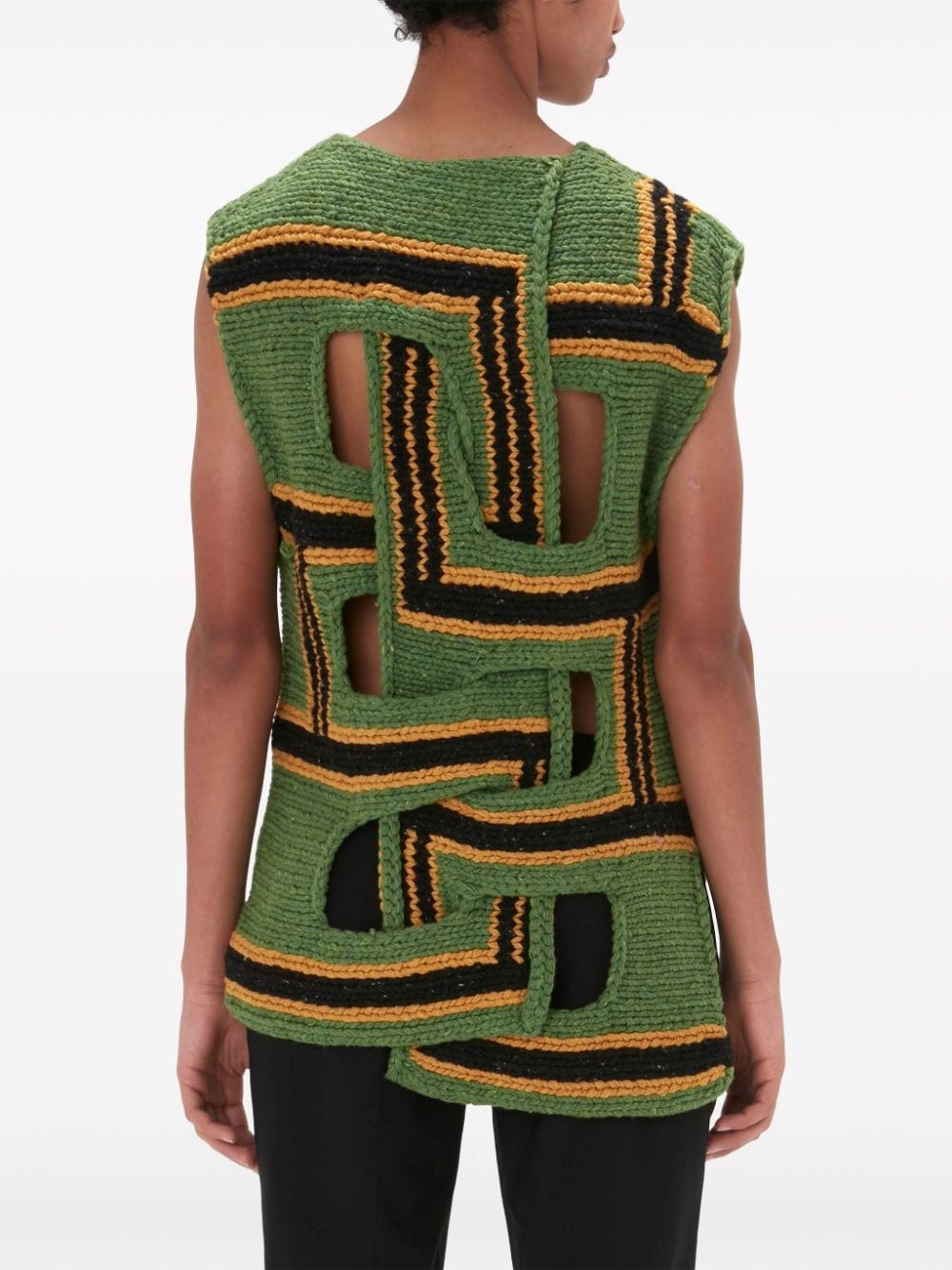 interwoven striped wool vest - 4