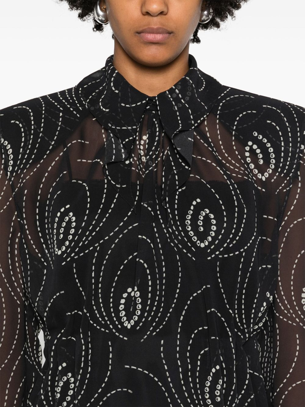 graphic-print chiffon midi dress - 5