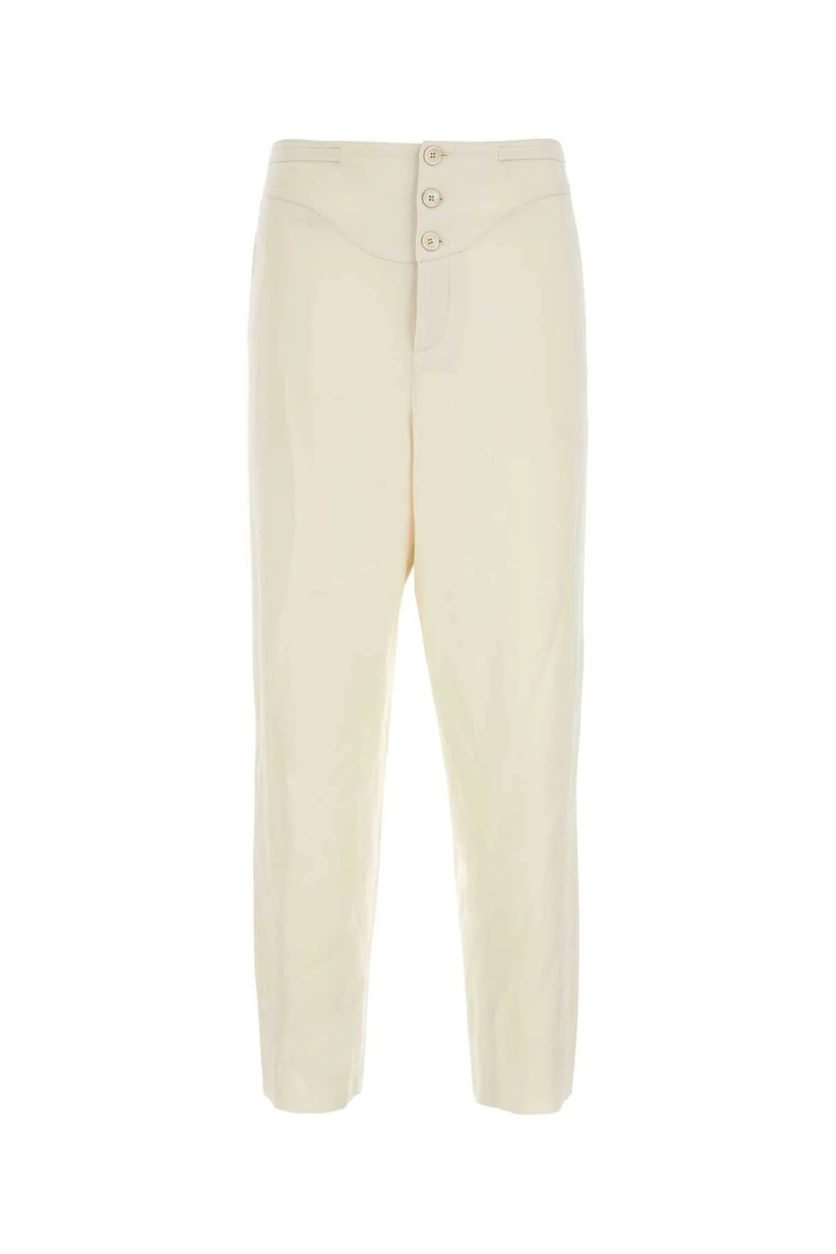 Saint Laurent Men Ivory Satin Pant - 1