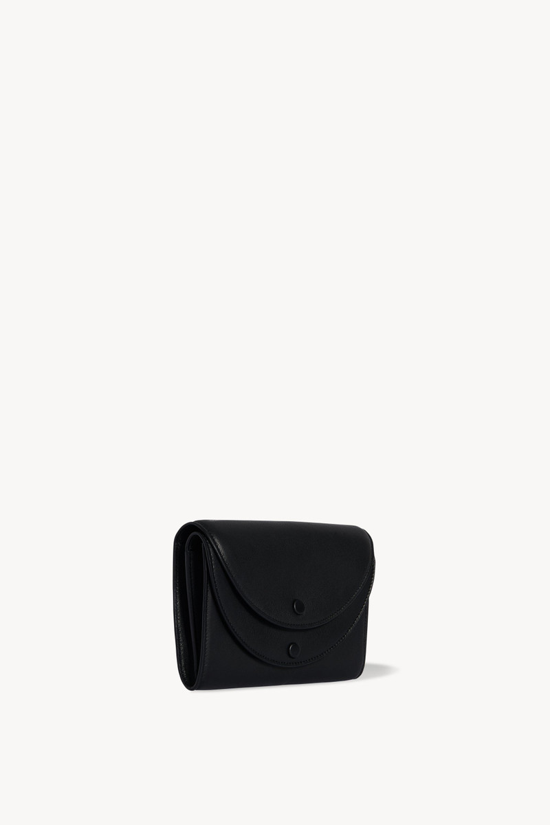 The Row Double Flap Clutch in Leather outlook