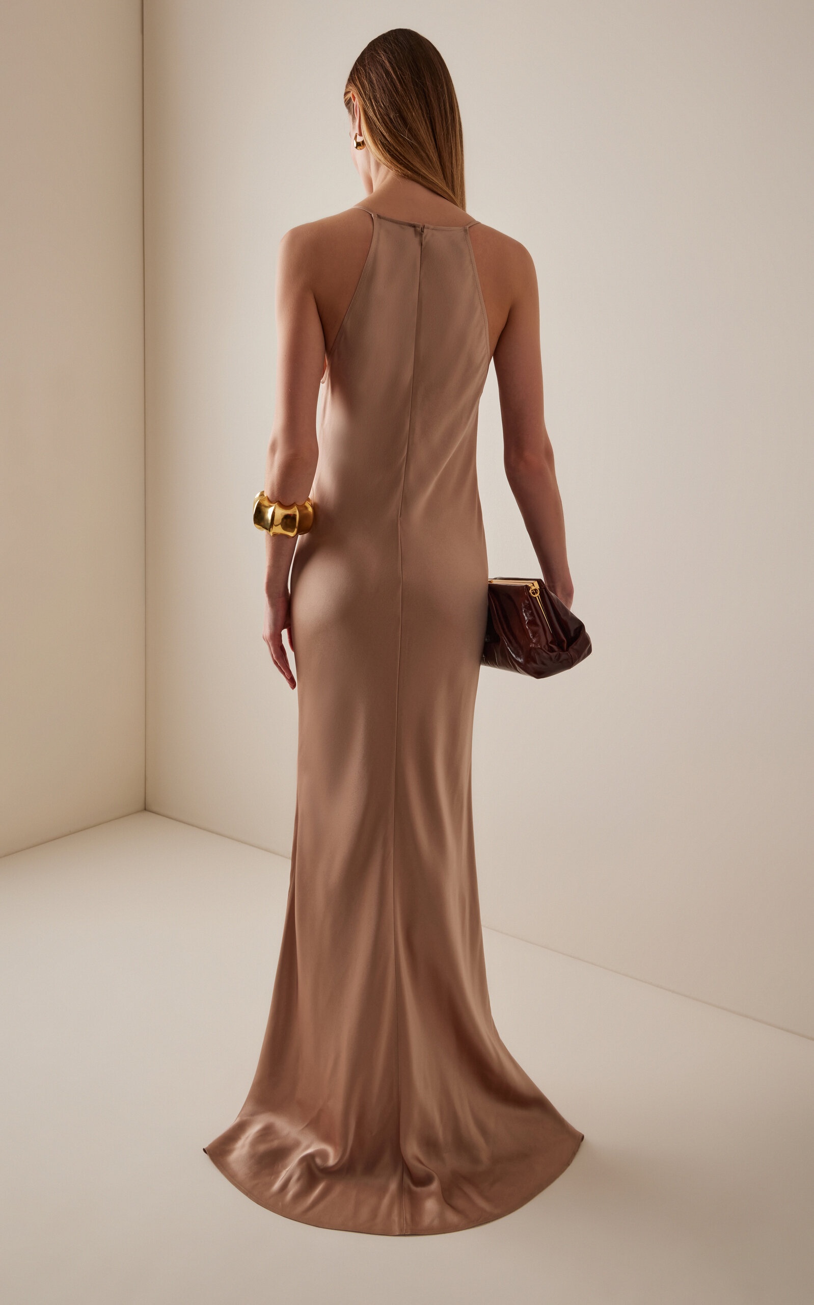 Satin Halter Gown neutral - 4