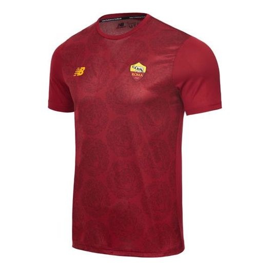 New Balance Men's New Balance As Roma Logo Printing Training Sports Round Neck Short Sleeve Red MT23 - 1