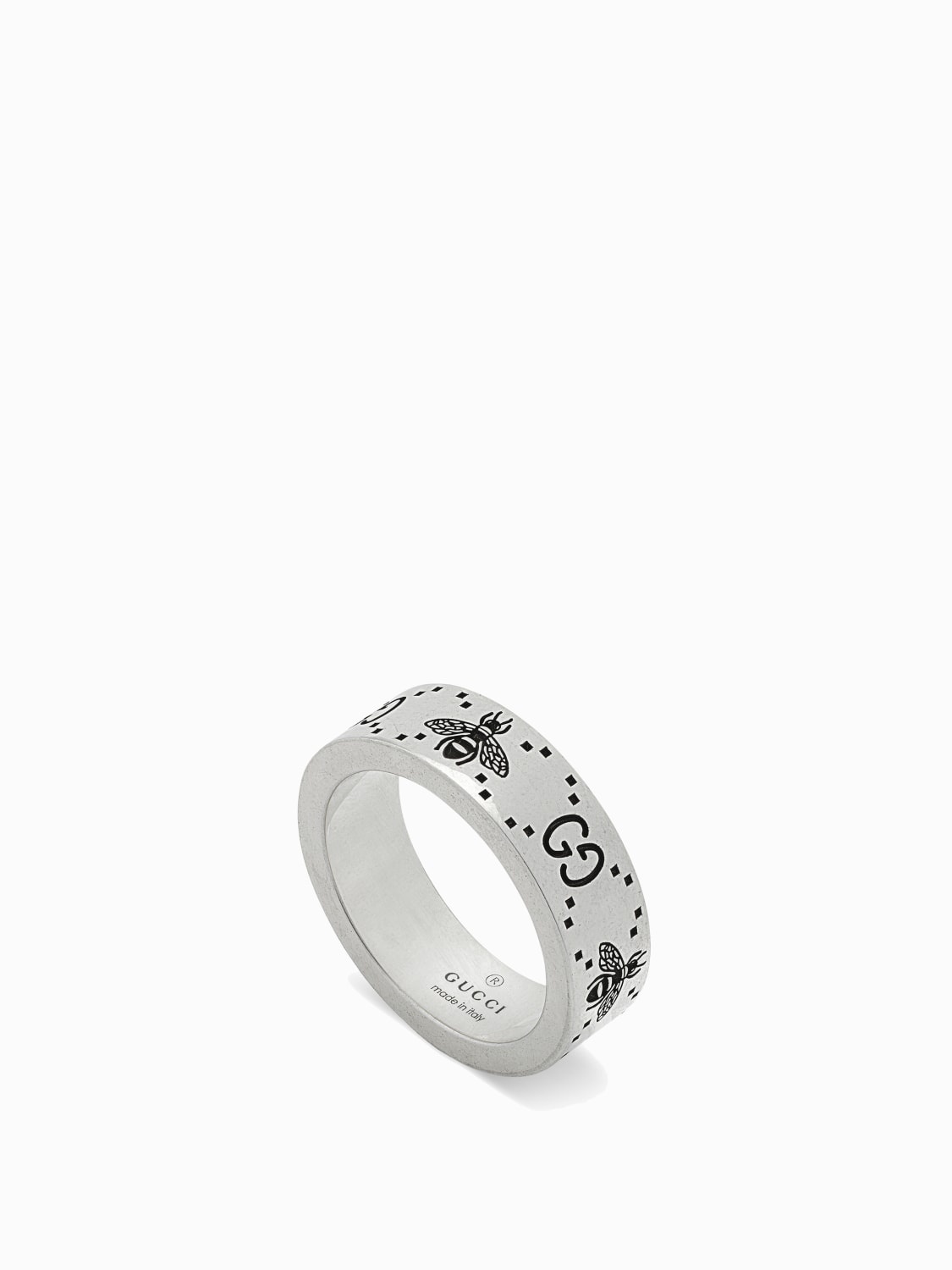 Gucci ring in silver with GG logo and bee engravings - 1