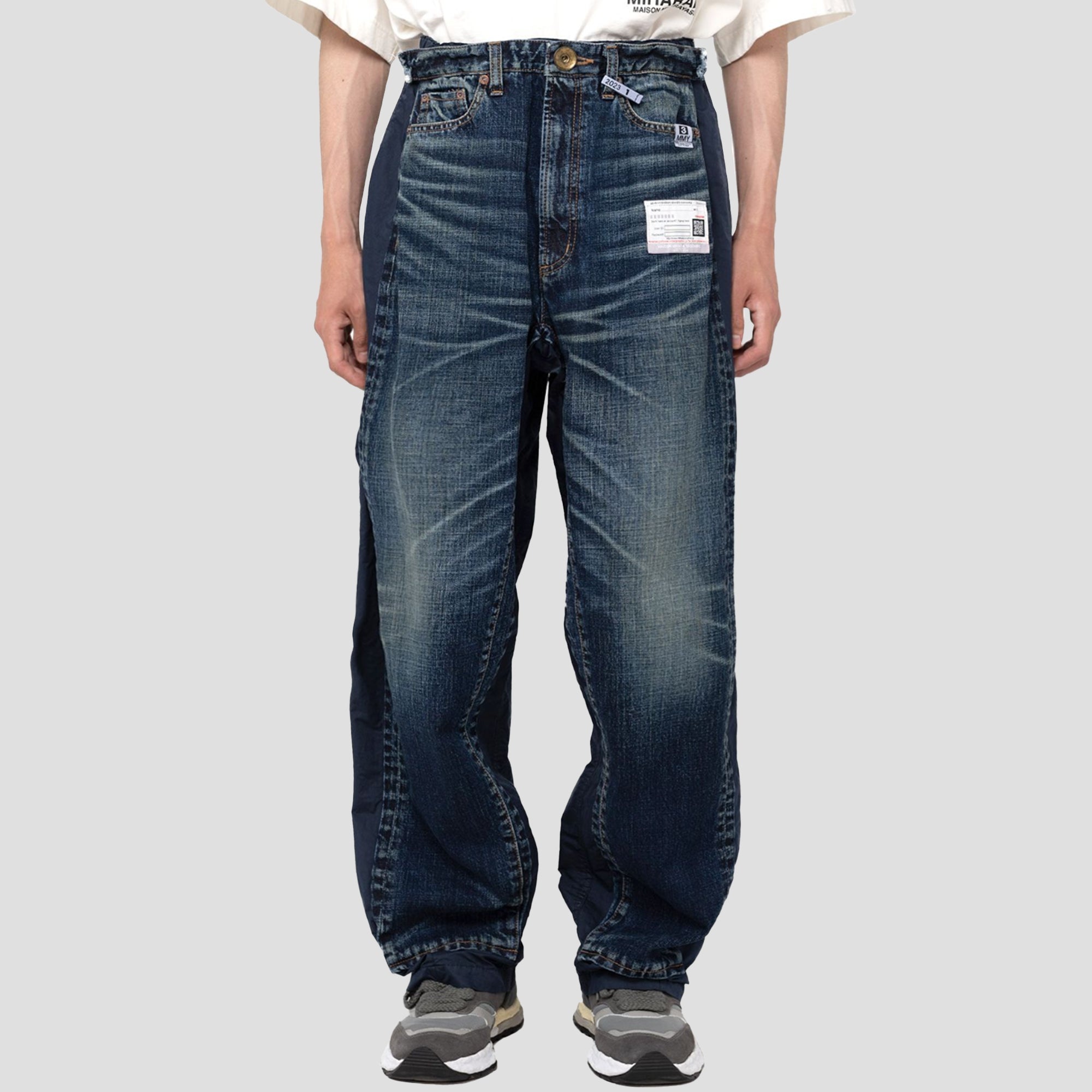 DENIM COMBINED EASY PANTS - 2