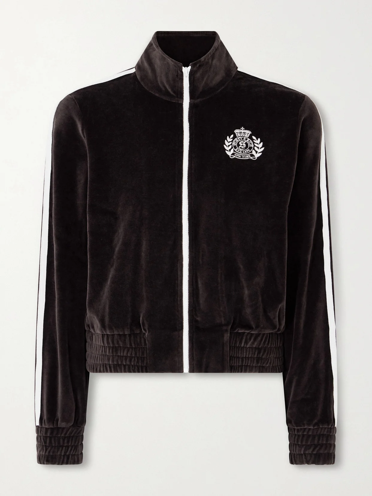 Elio Embroidered Cotton-velour Track Jacket - 1