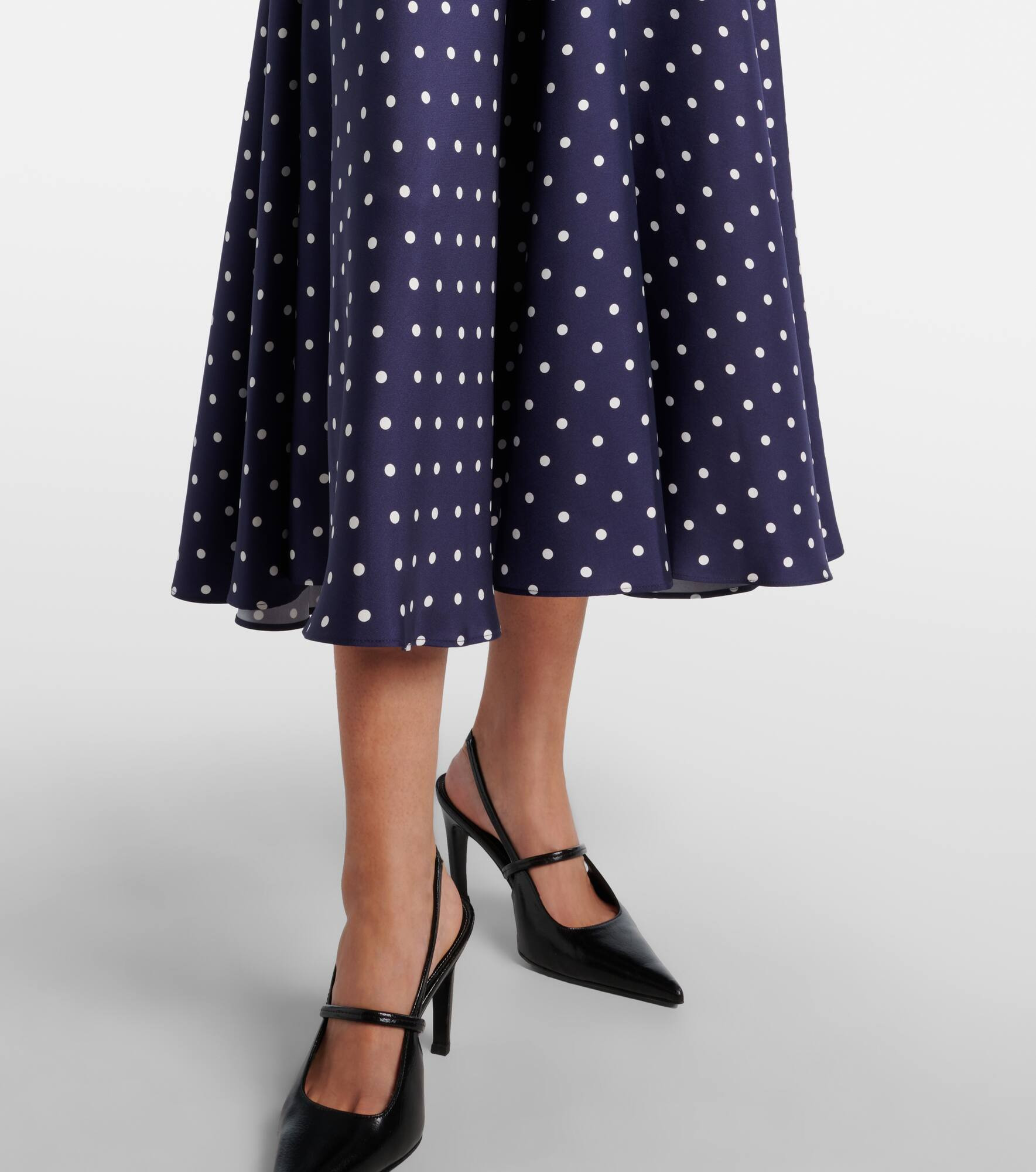 Polka-dot silk twill midi dress - 5