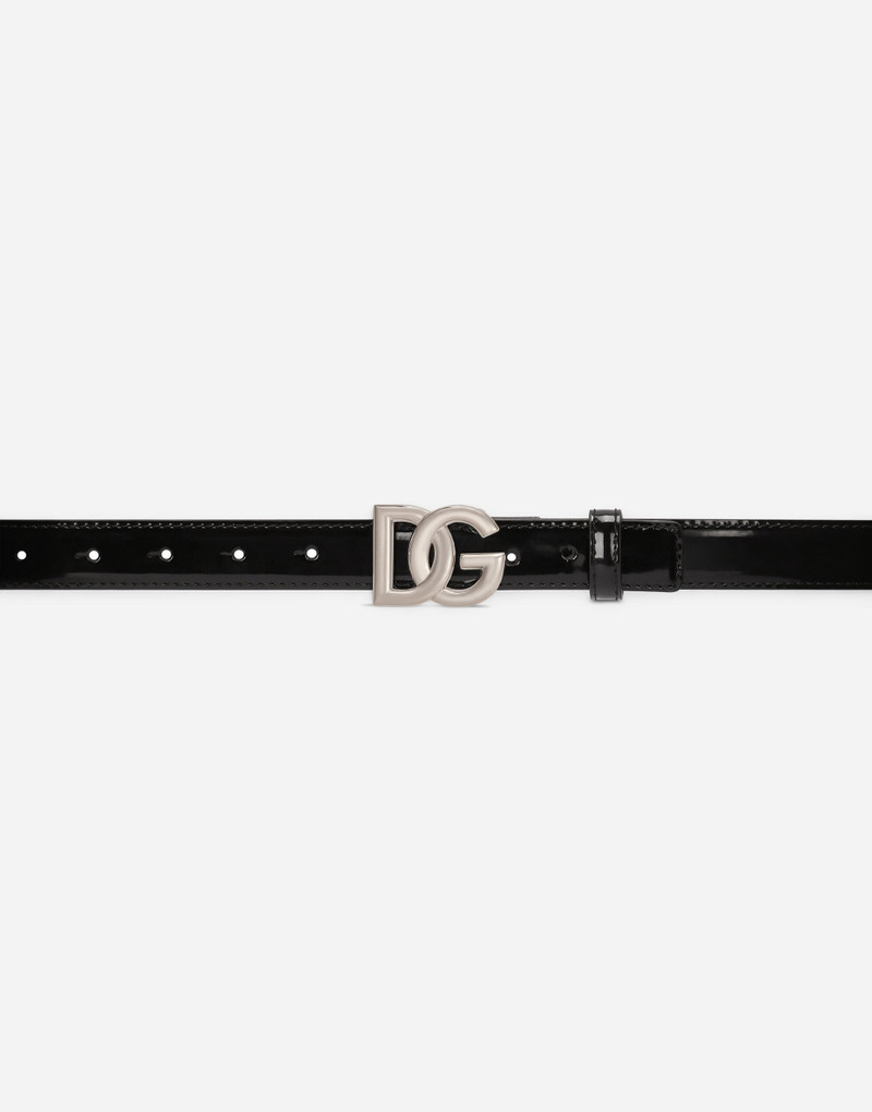 Shiny calfskin belt with DG logo 3