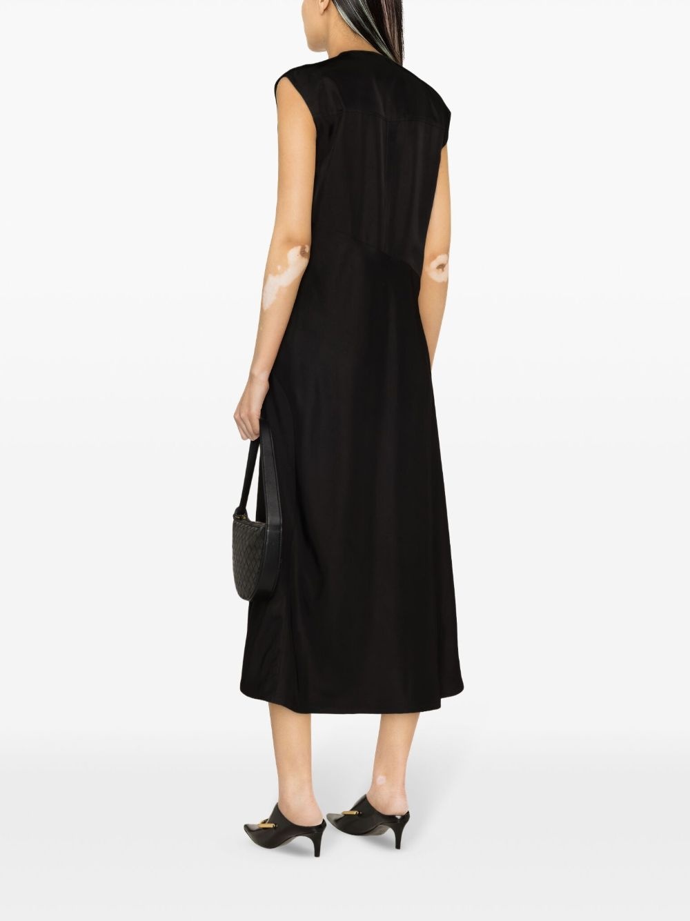 sleeveless panelled satin dress - 4