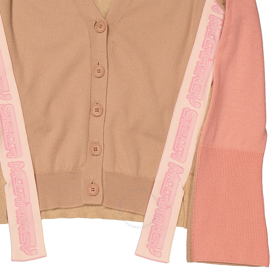 Stella Mccartney Soft Tonal Mix Logo-Strap Panelled Cardigan - 7