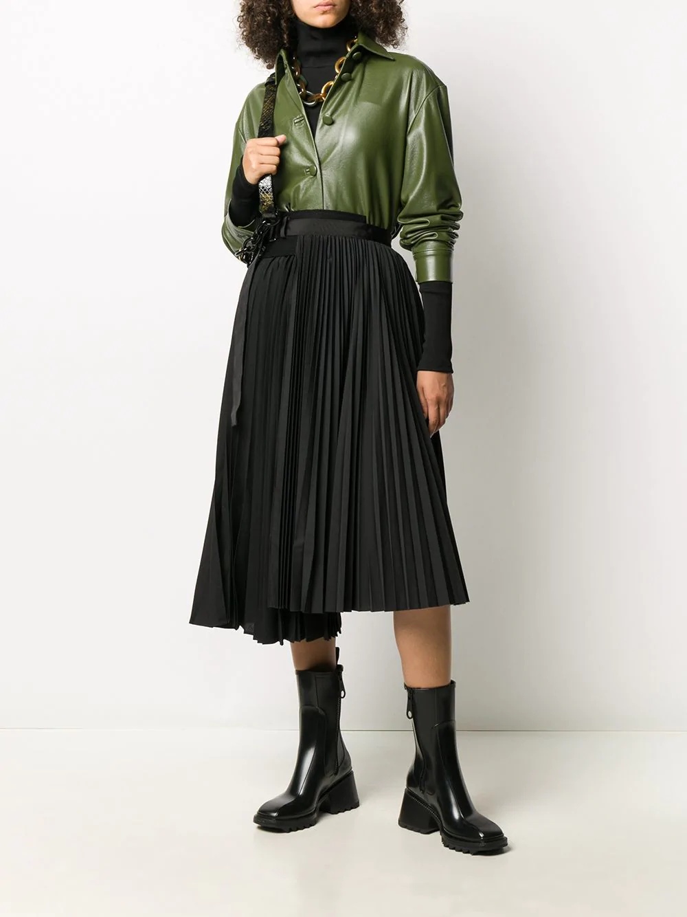 belted-waist pleated skirt - 2