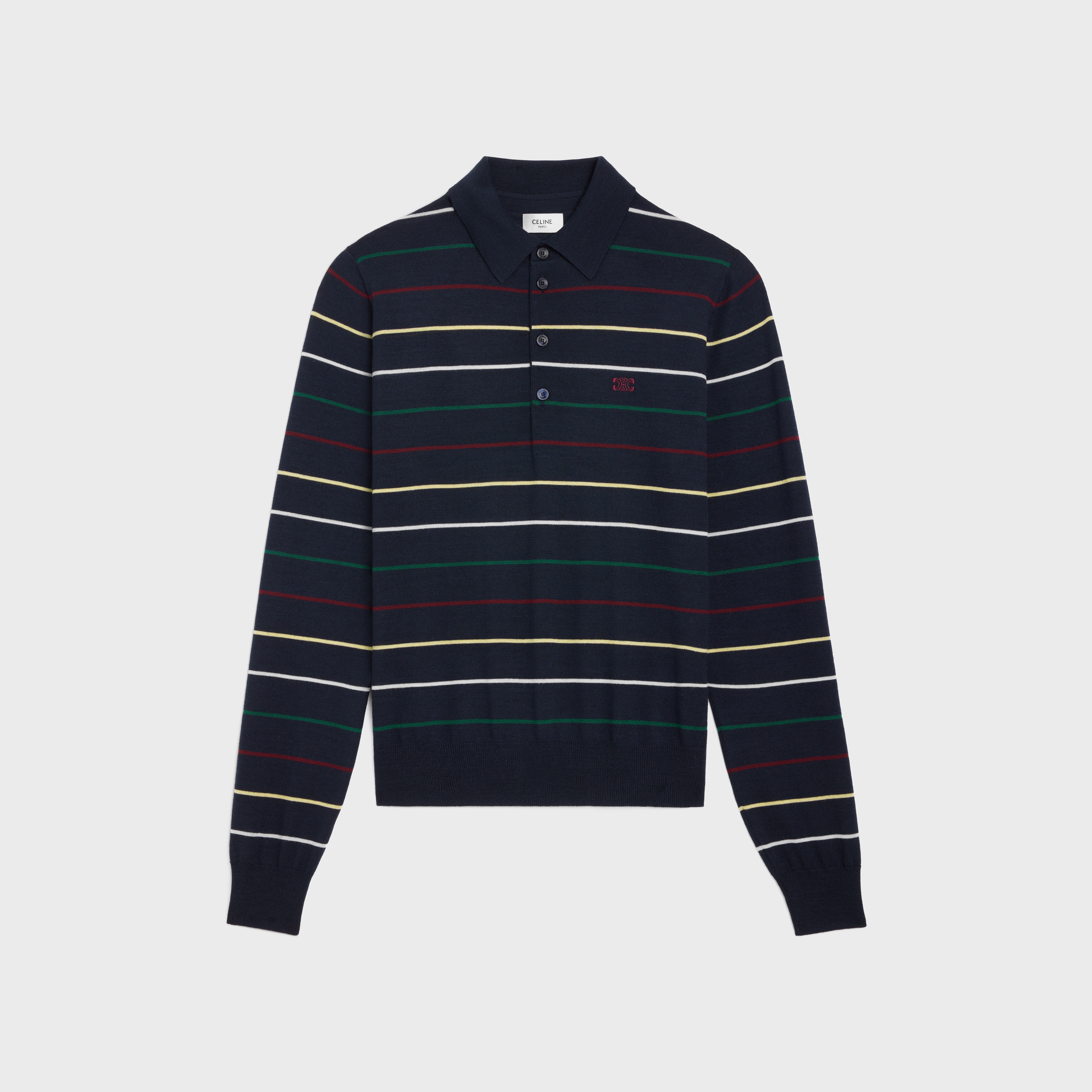 striped triomphe polo in fine wool - 1