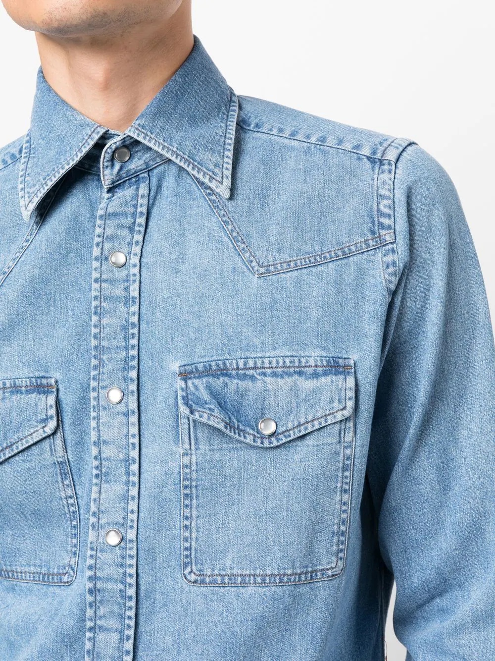 collared denim shirt - 5