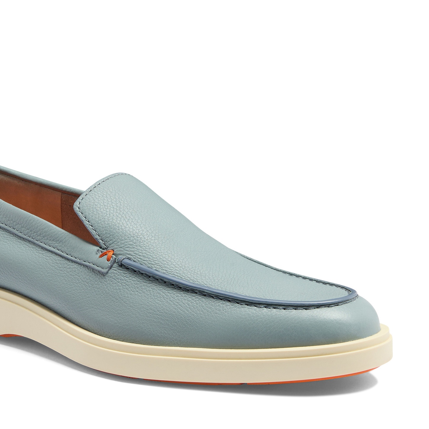 Men's light blue tumbled leather loafer - 6