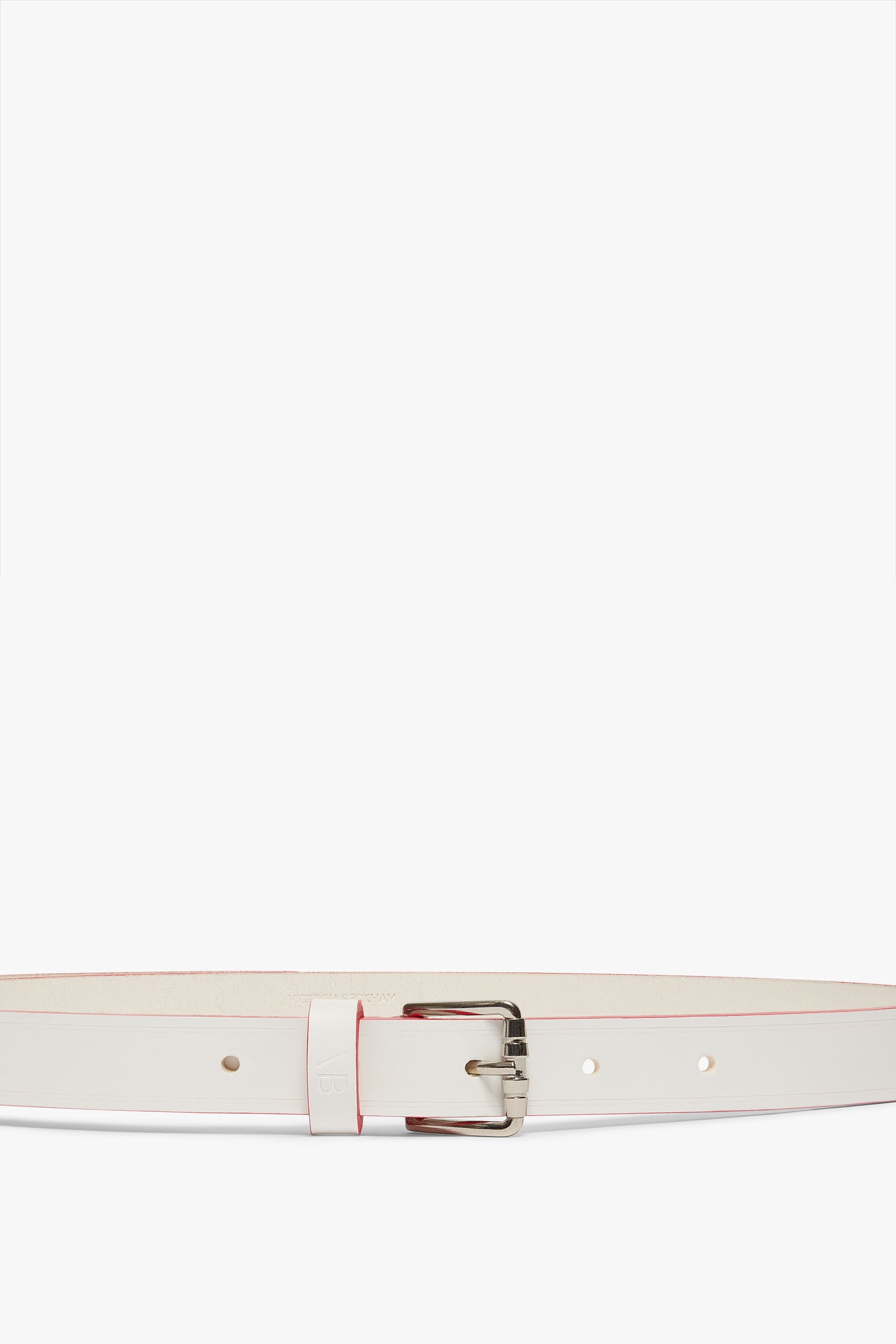 Thin Belt with Roller Buckle in White - 2