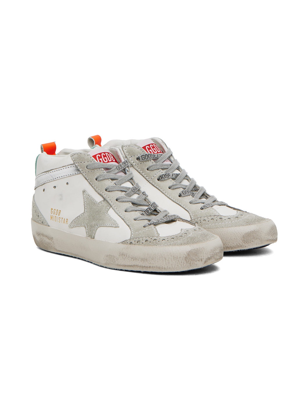 SSENSE Exclusive White & Gray Mid Star Sneakers - 4