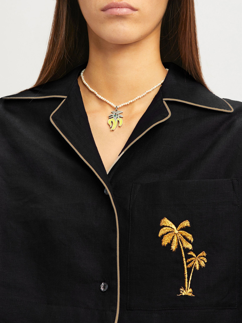 Cropped Linen Bowling Shirt 6