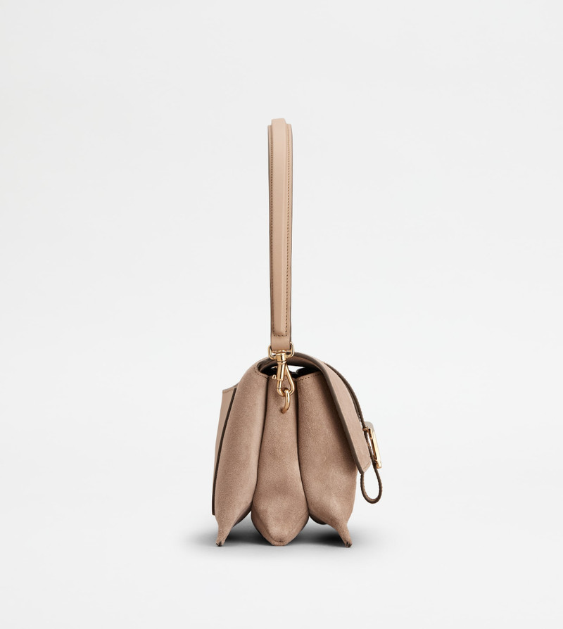 Tod's T TIMELESS FLAP BAG IN SUEDE MINI - NATURAL outlook