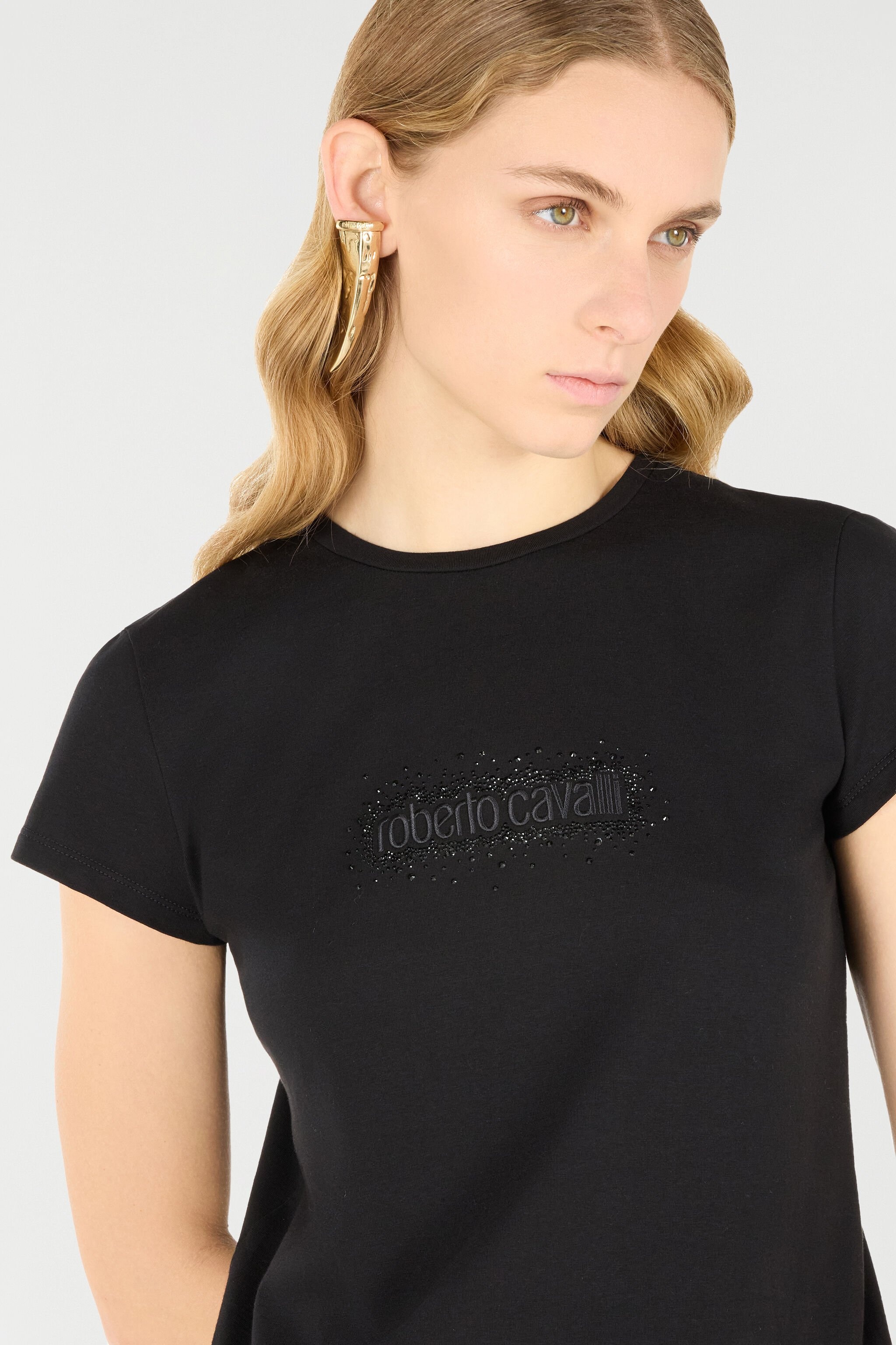 T-Shirt With Logo And Rhinestones - 6