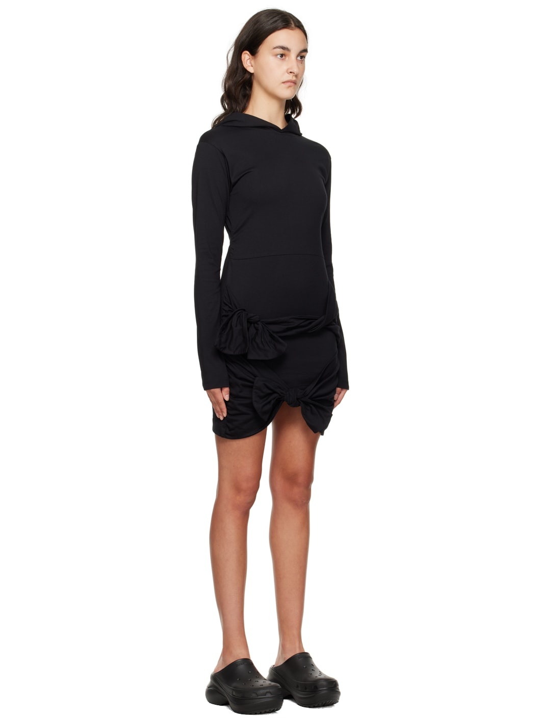 Black Hooded Minidress - 2