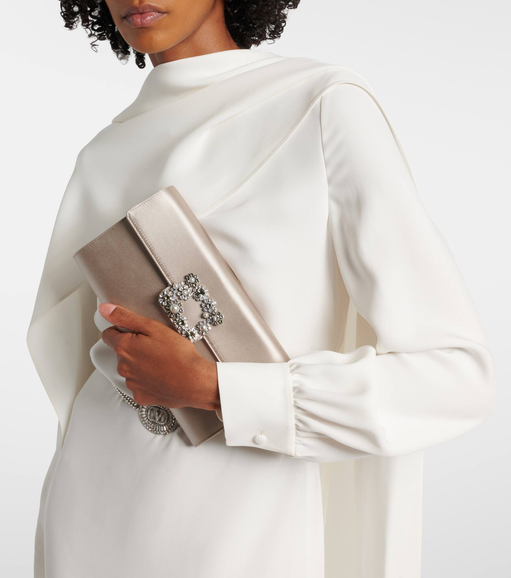 Envelope embellished satin clutch - 2