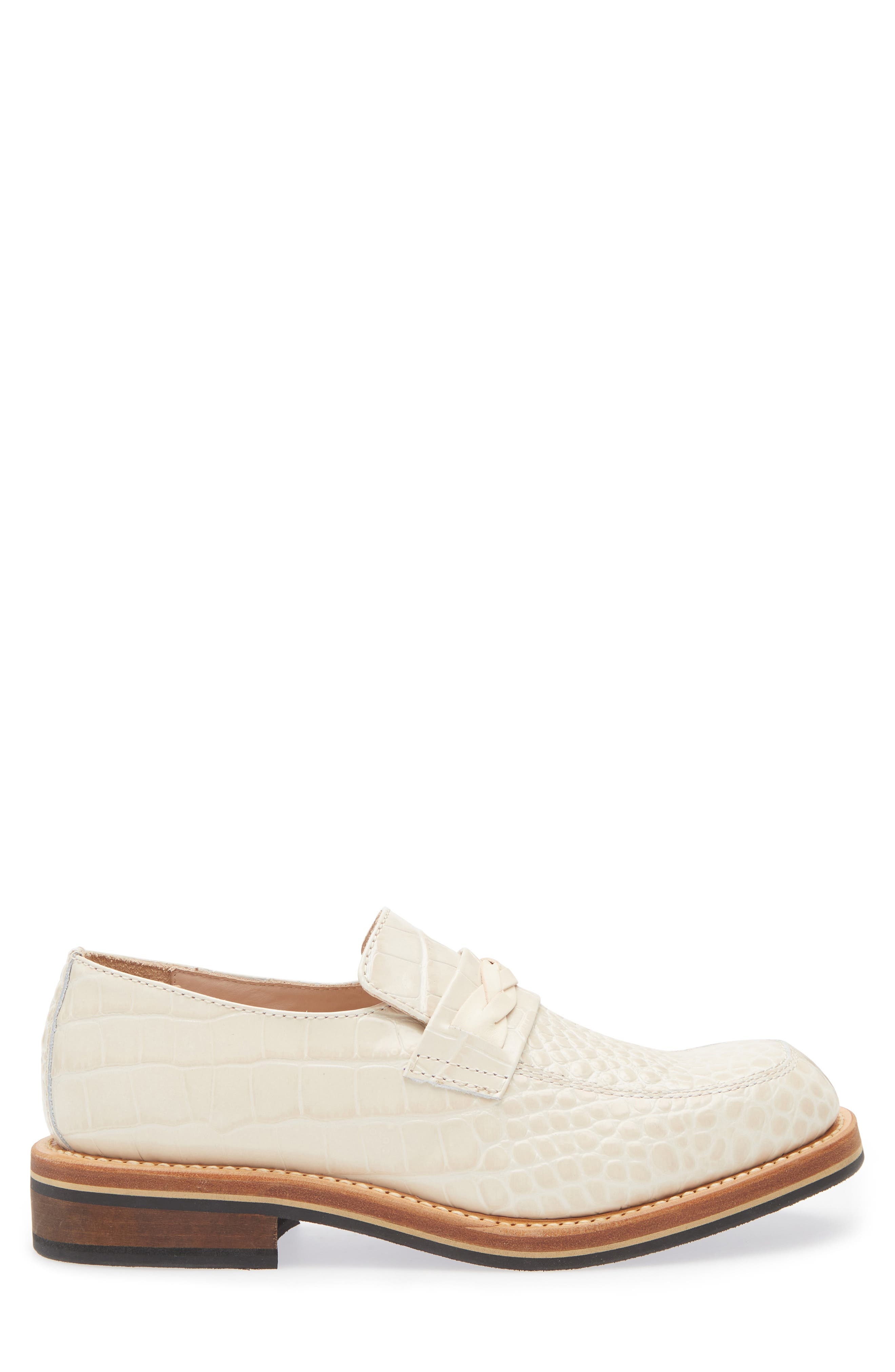 OUR LEGACY Nakano Croc Embossed Leather Loafer in Vanilla Croc Bull Hide at Nordstrom - 3