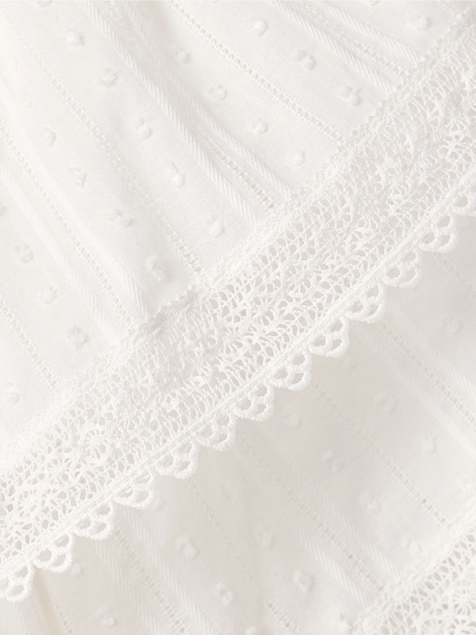 Cosenza ruffled crochet-trimmed fil coupé cotton-voile blouse White - 5