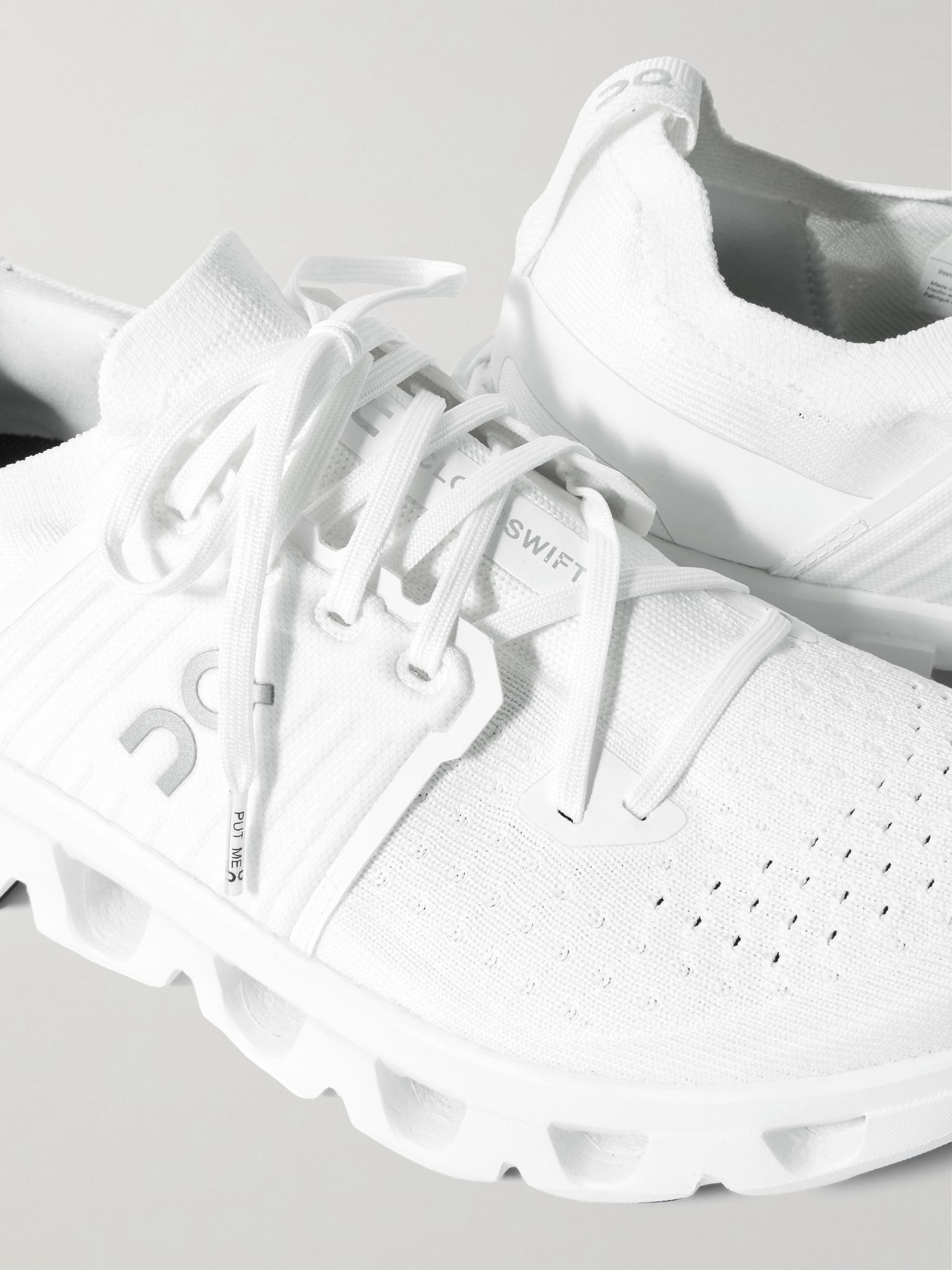 Cloudswift 4 Rubber-Trimmed Stretch-Knit Running Sneakers White - 5