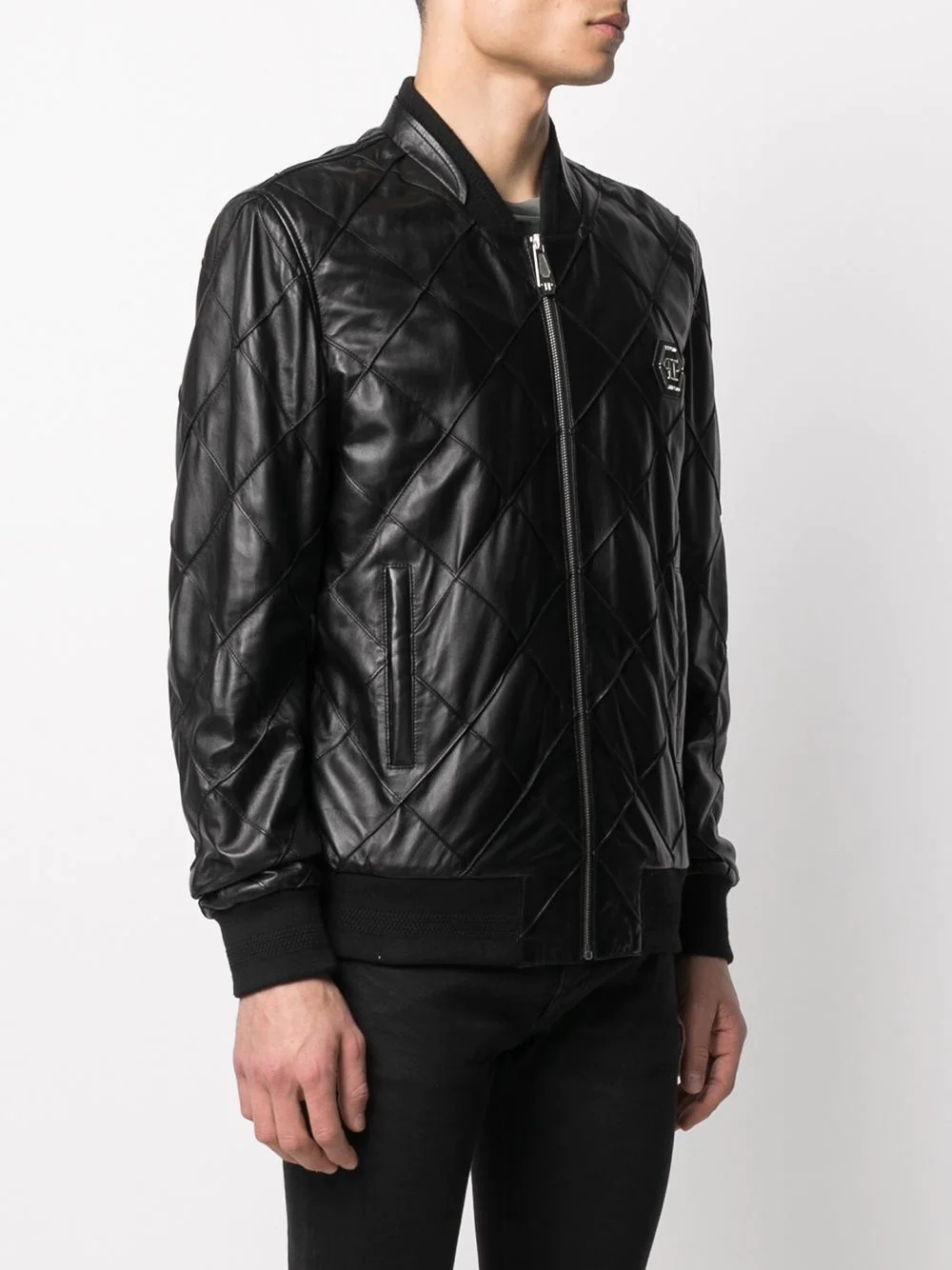 quilted leather bomber jacket - 3