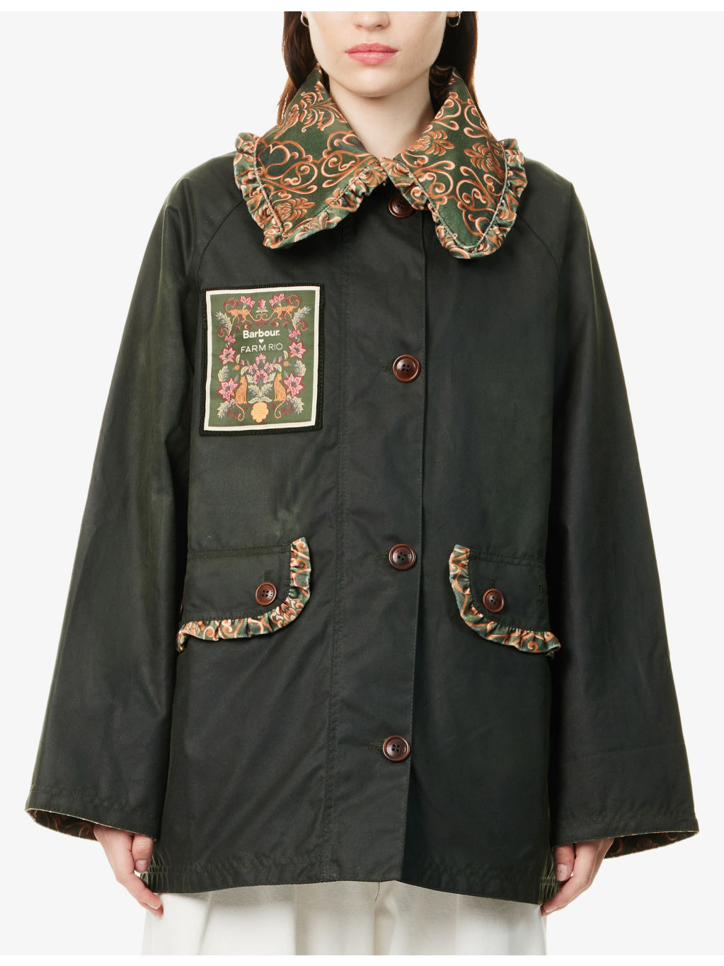 Barbour x FARM Rio Maria Clara Waxed Cotton Jacket - 3