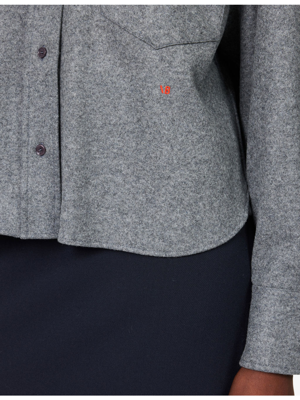Cropped Long-Sleeves Wool And Cashmere Shirt - 5