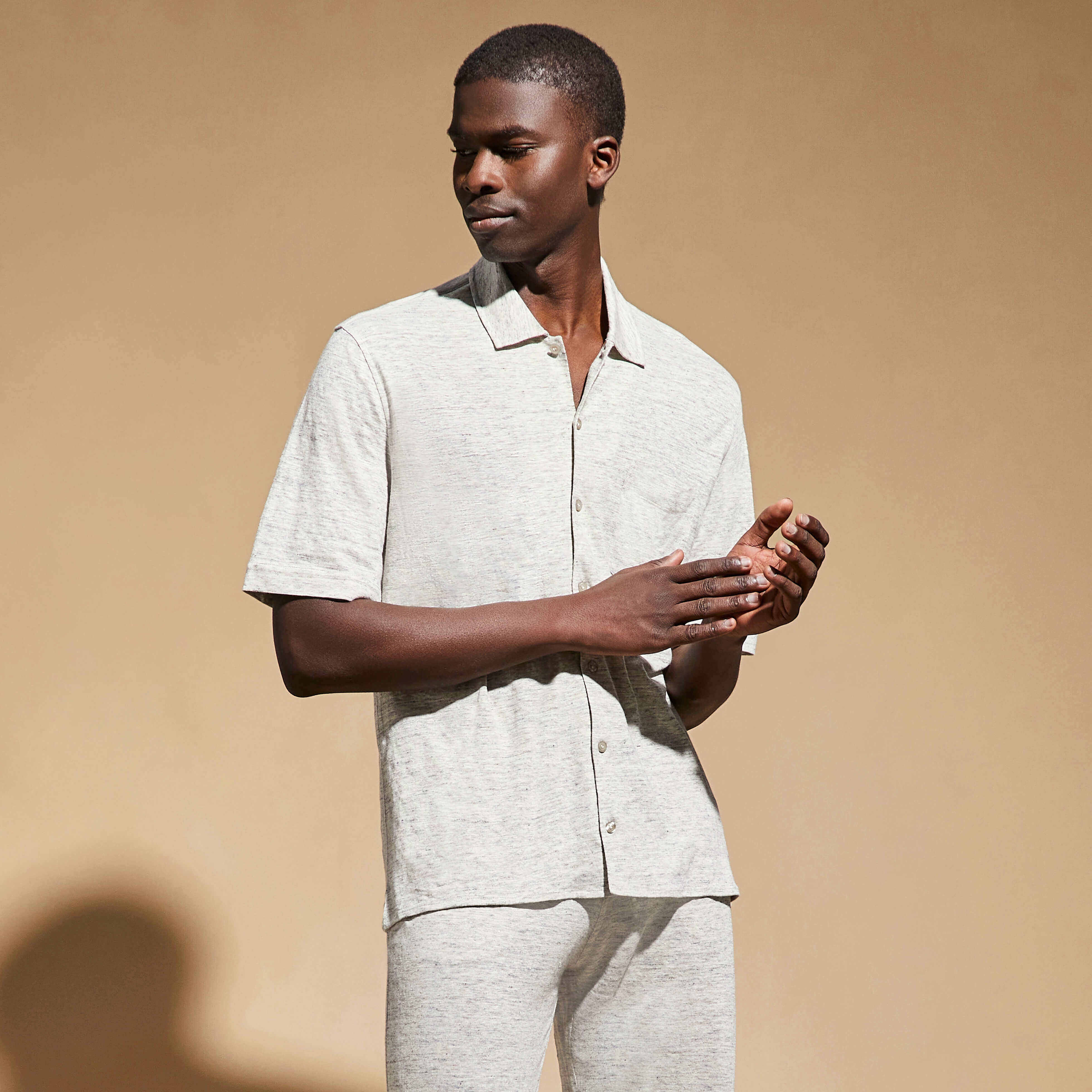 Unisex Linen Bowling Shirt Solid - 7