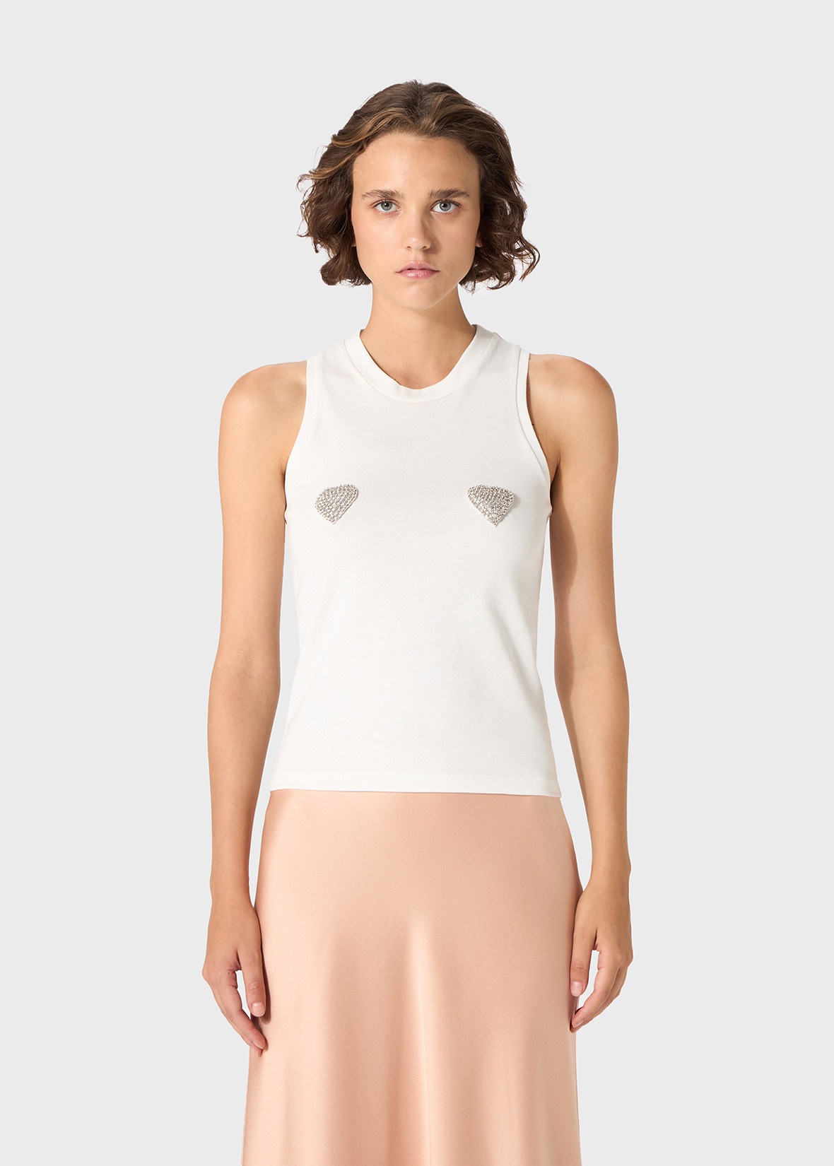 TANK TOP WITH RHINESTONE HEART EMBROIDERY - 3