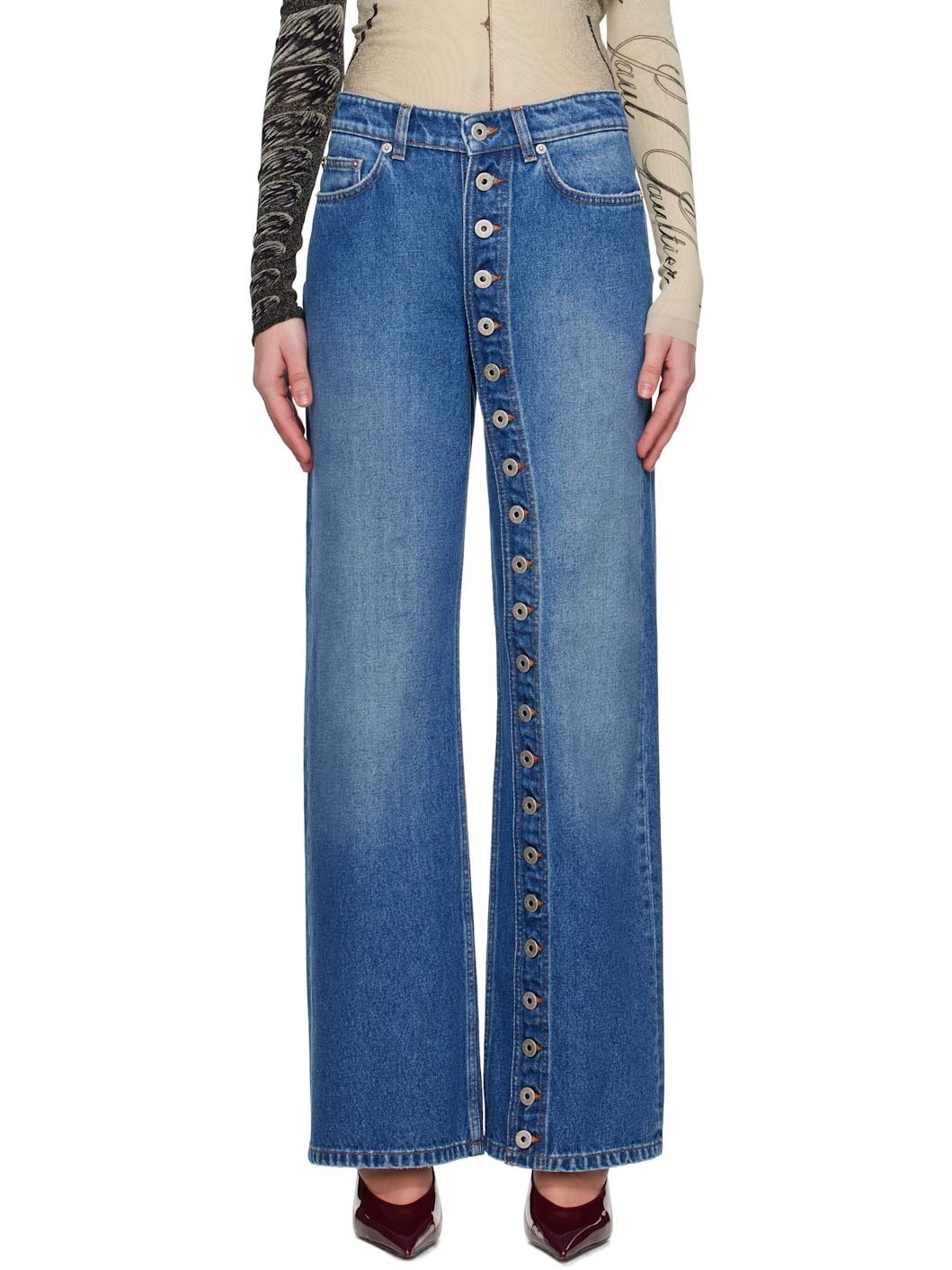 Blue 'The Buttoned Denim' Jeans - 1