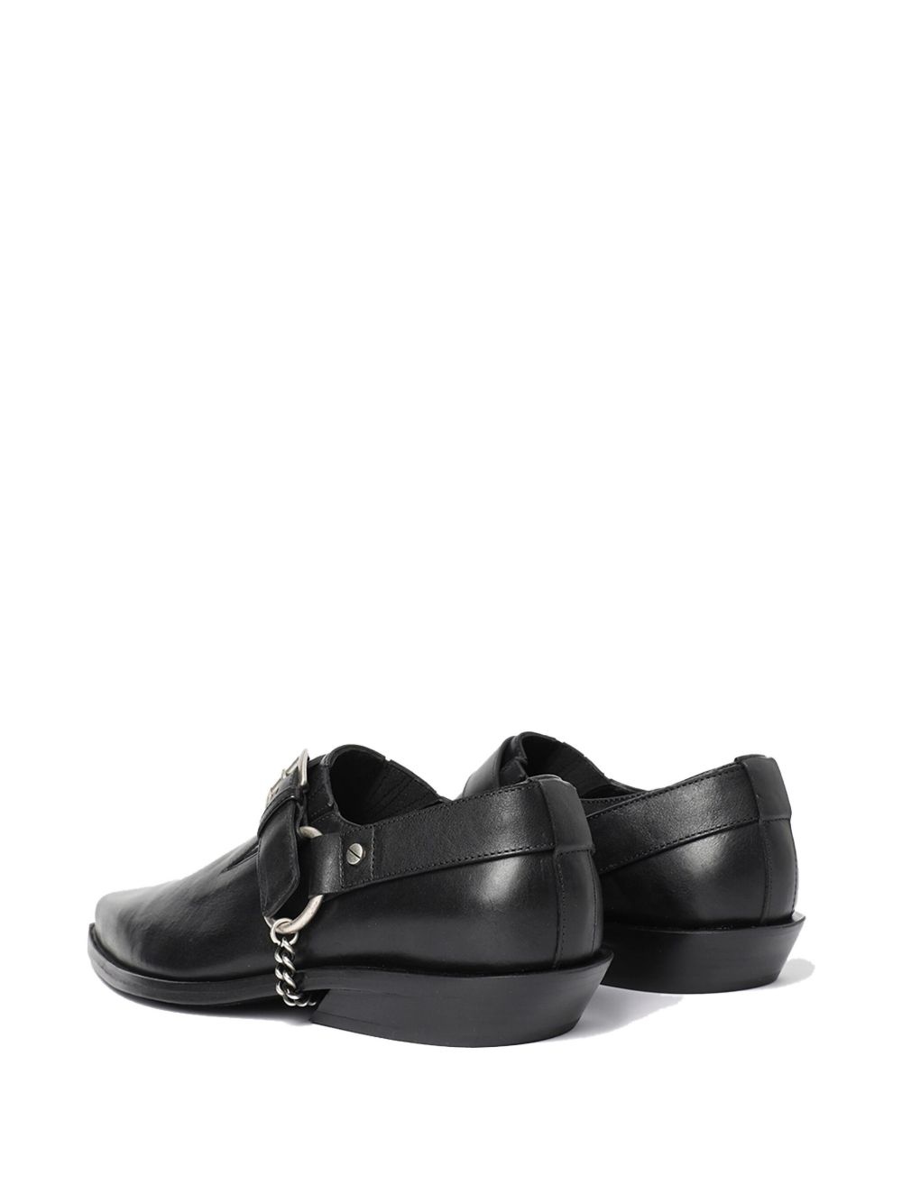 Pointy buckle-detail leather monk shoes - 2